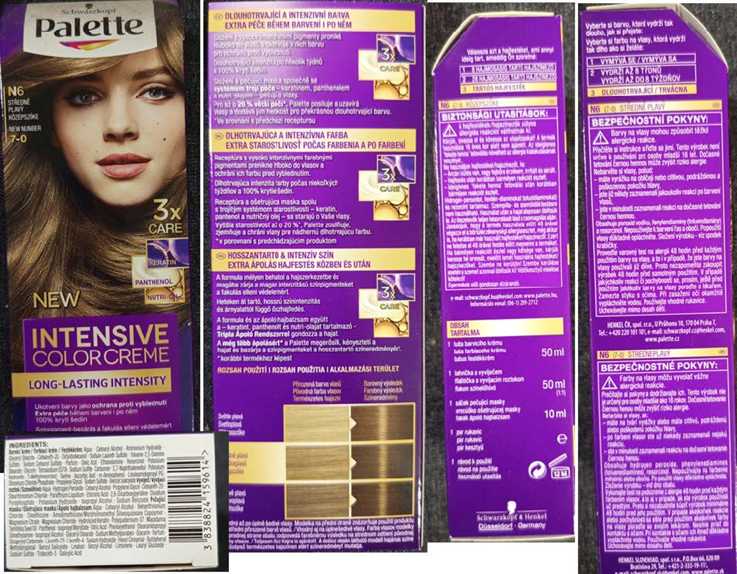 Schwarzkopf, Palette, INTENSIVE COLOR CREME, N6 STŘEDNĚ PLAVÝ 7-0 - Nebezpečná kosmetika (2/3)