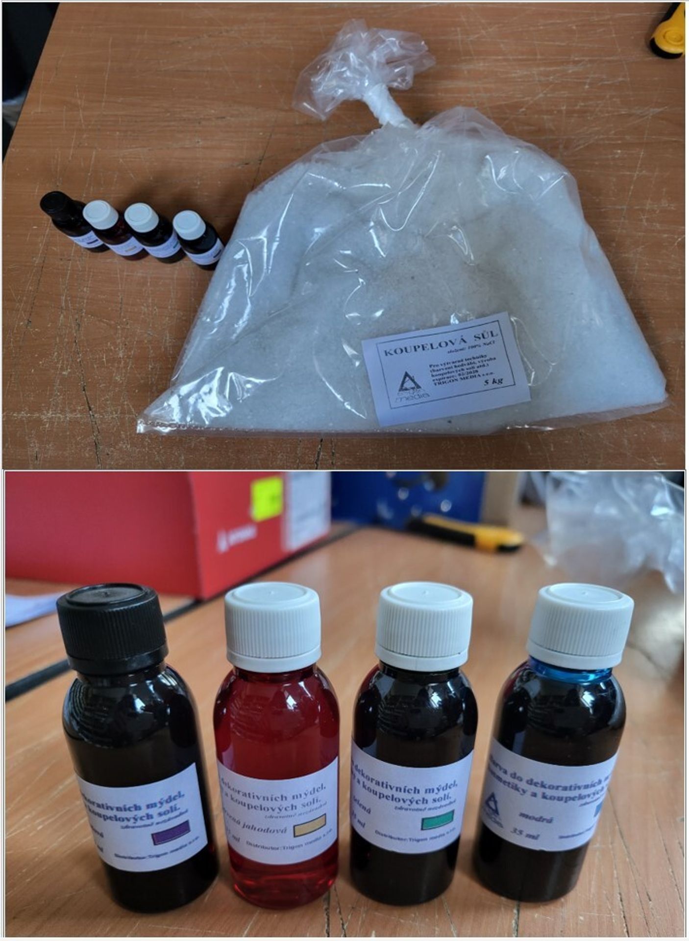 Sada na výrobu koupelové soli, čtyři barvy, 5 kg - Nebezpečná kosmetika (2/3)