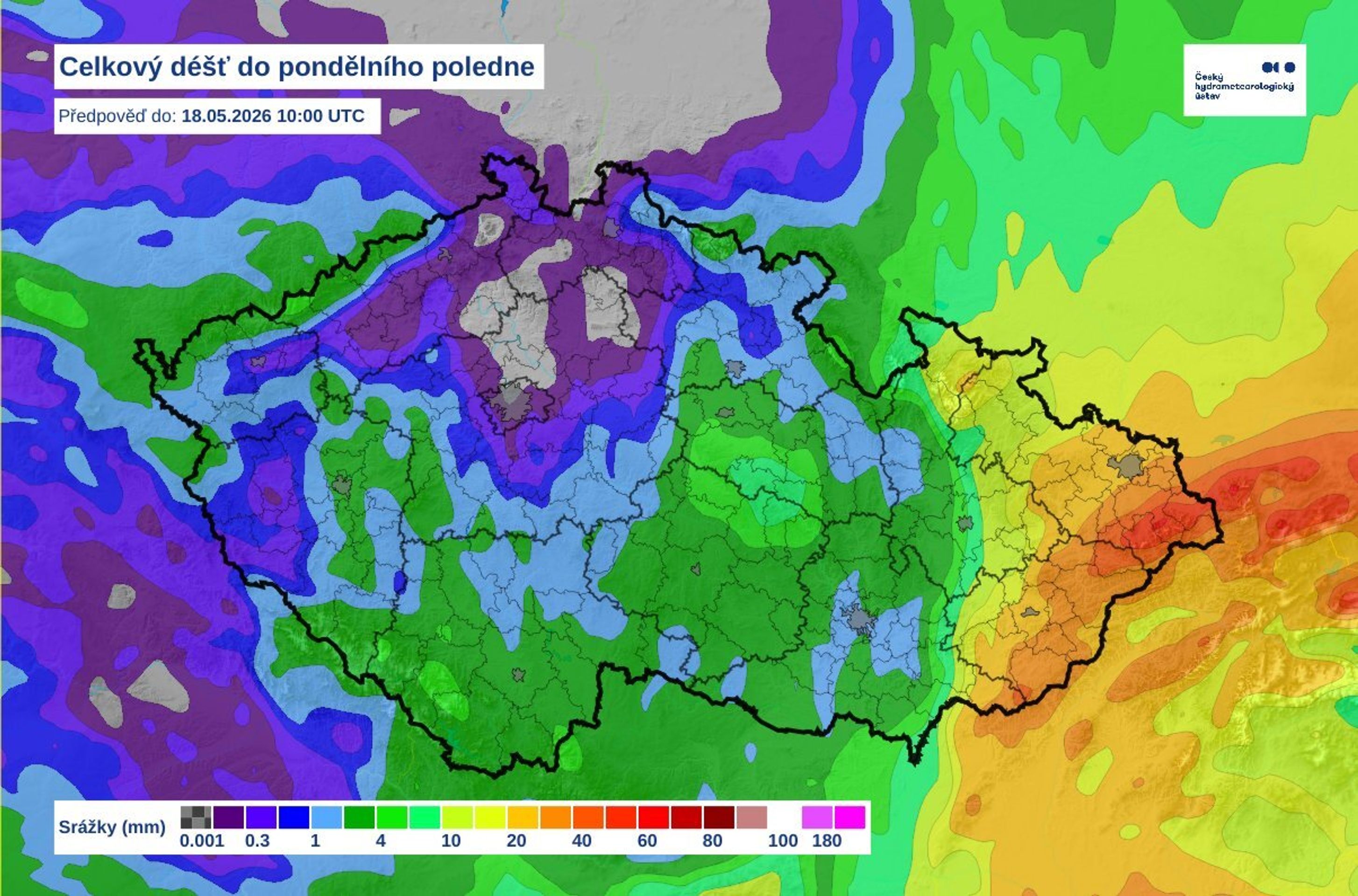 Mapa srážek ČHMÚ - Mapy srážek ČHMÚ (1/2)