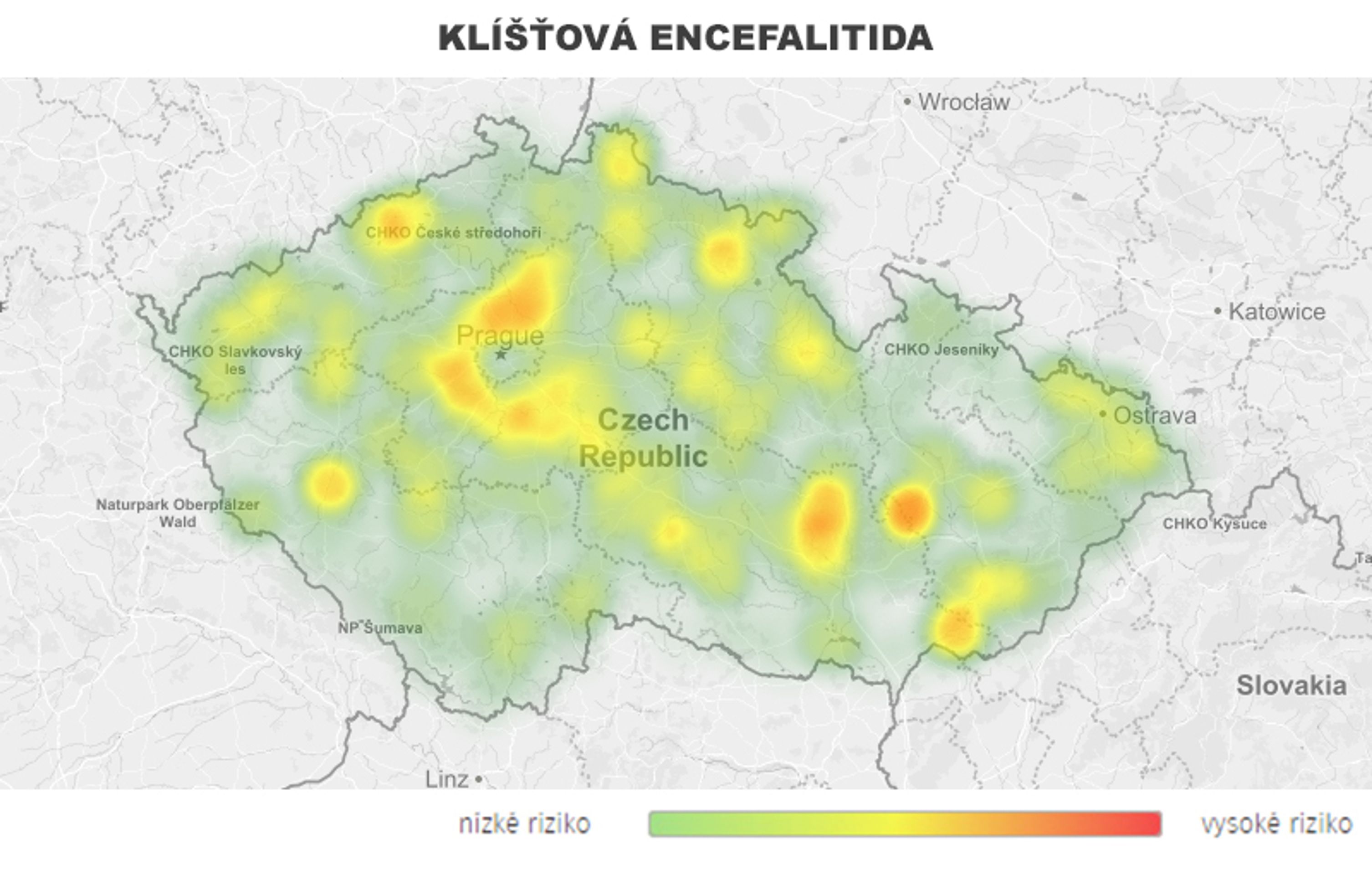 Mapa aktivity klíšťat na území České republiky - KLÍŠŤOVÁ ENCEFALITIDA - GALERIE: Mapa aktivity klíšťat na území České republiky (5/7)