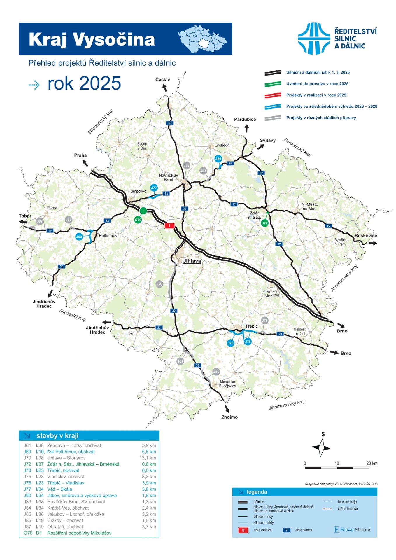 Kraj Vysočina - mapa výstavby - Mapy oprav a výstavby (17/26)