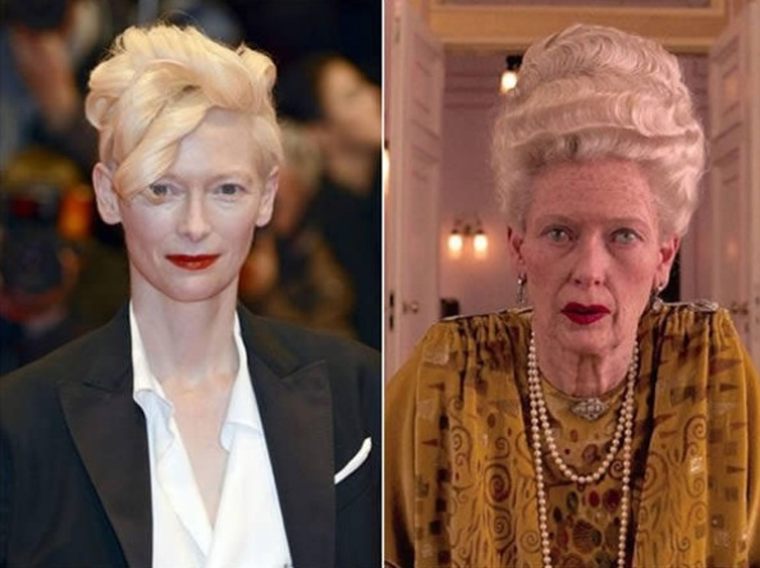 Tilda Swinton (Madam D.; Grandhotel Budapešť) - GALERIE: Filmové postavy bez make-upu (4/13)