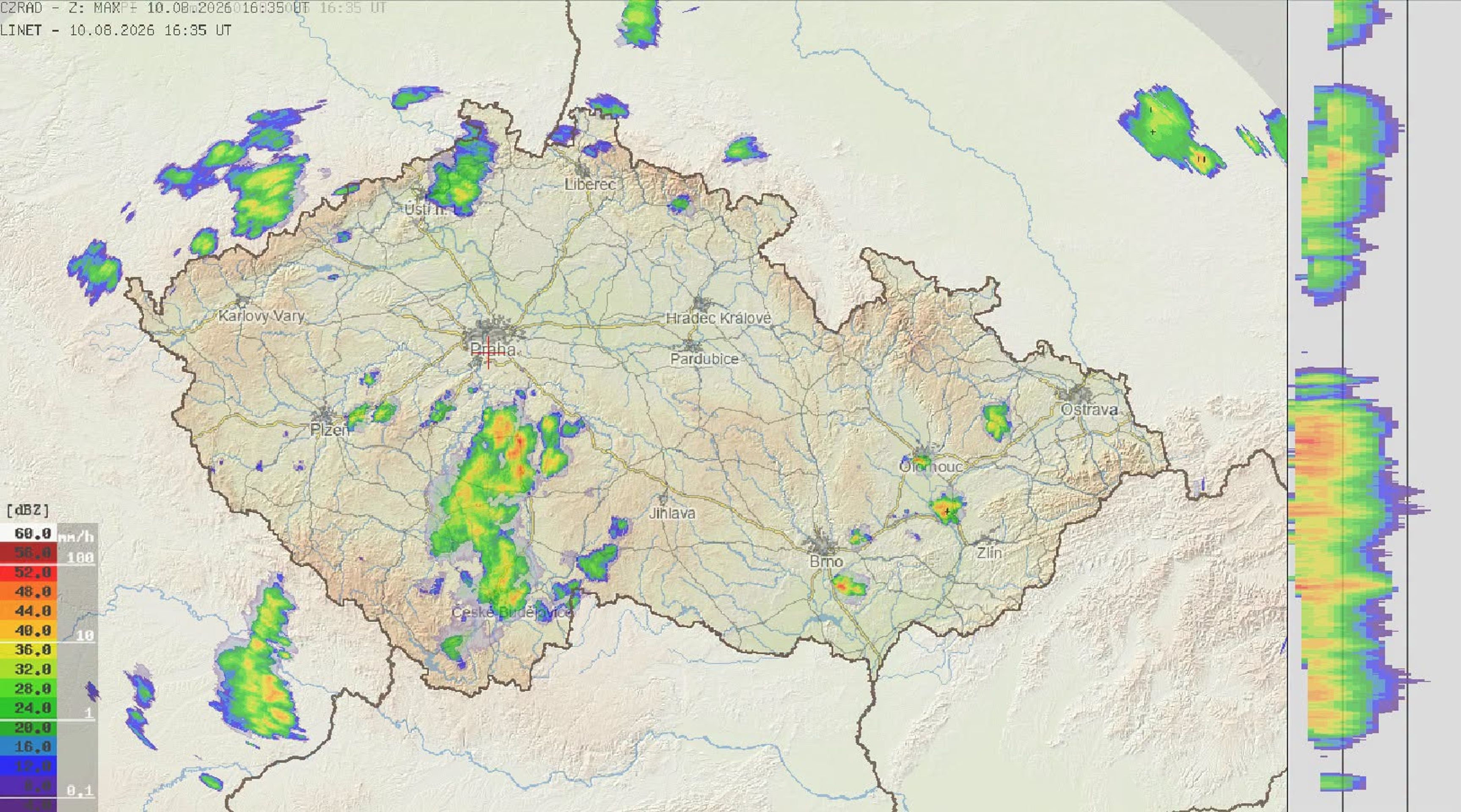 Mapa bouřek - Mapka, grafy a výstrahy ČHMÚ (1/6)