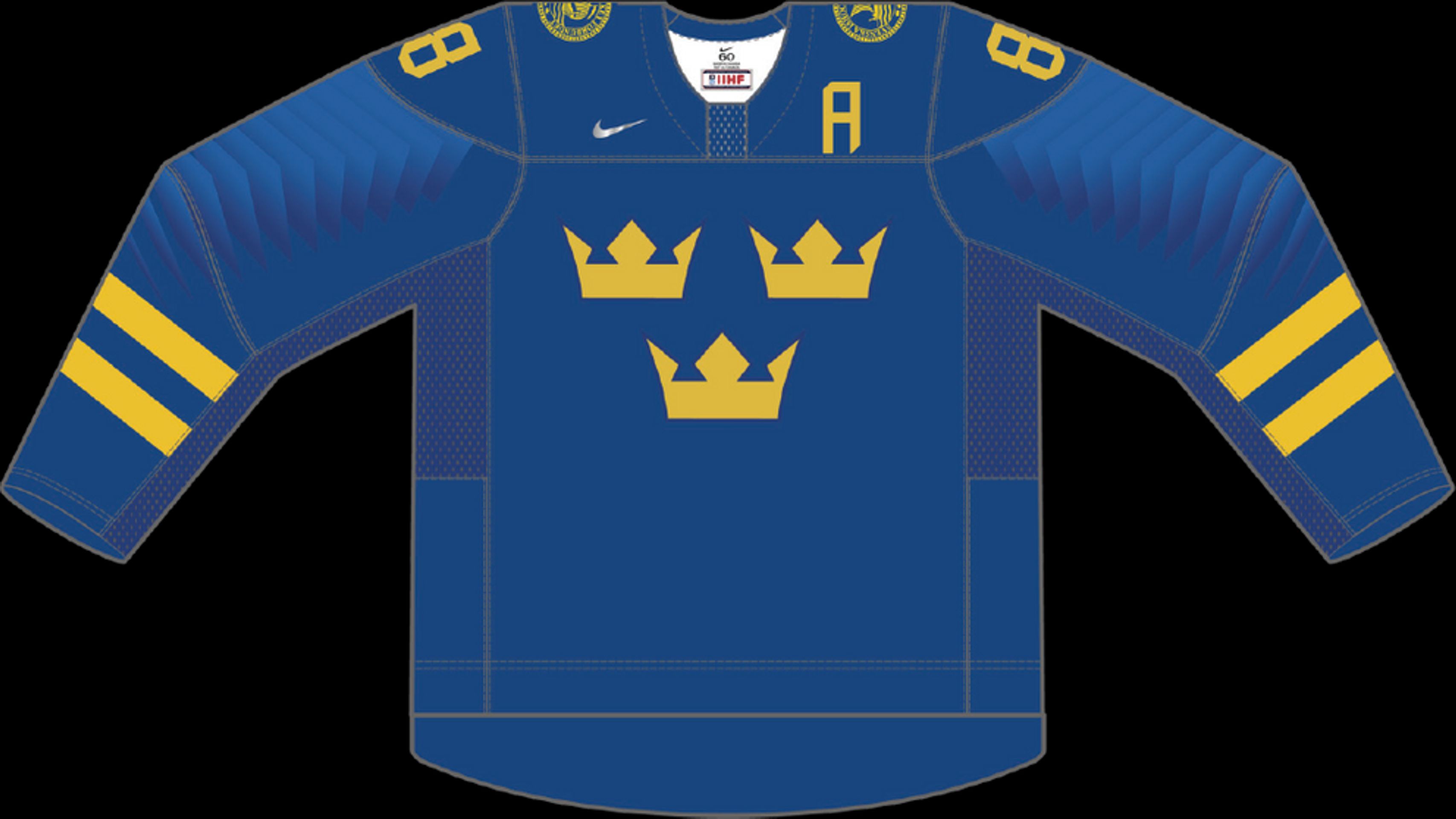 Venkovní dres Švédska - GALERIE: Dresy týmů na mistrovství světa v ledním hokeji (26/32)