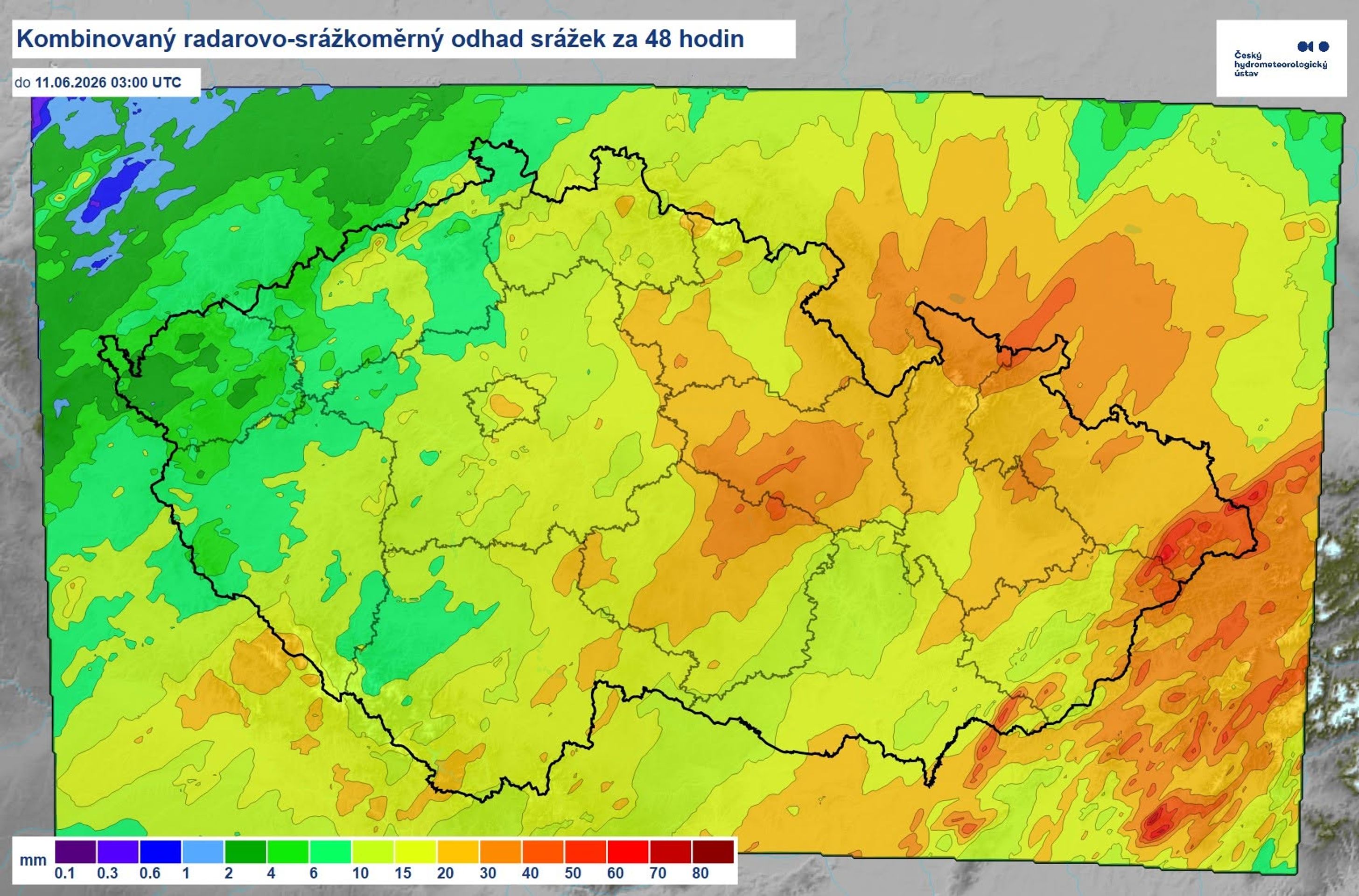 Odhad srážek za 48 hodin - Počasí ČHMÚ (1/3)