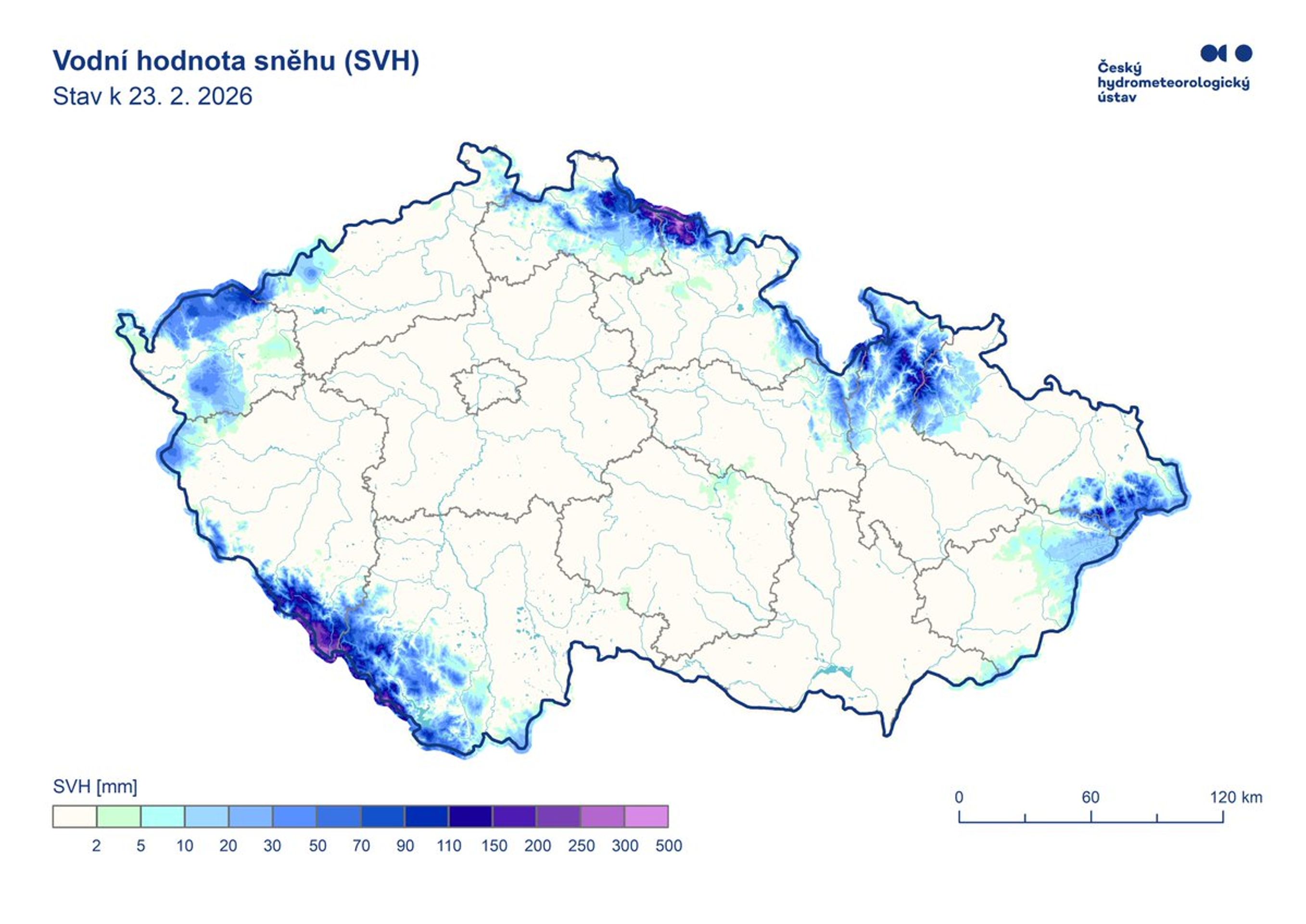 Vodní hodnota sněhu - Počasí ČHMÚ (3/4)