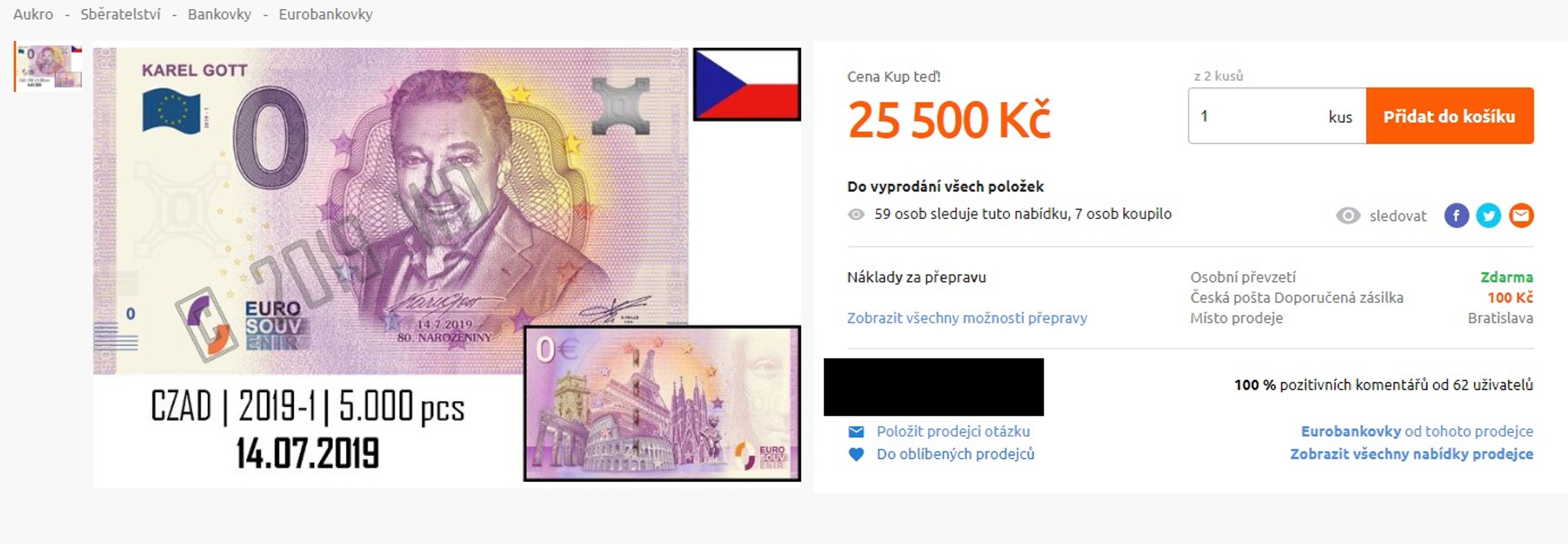 Bankovka s Karlem Gottem na bazaru - 1 - GALERIE: Bankovka s Karlem Gottem na bazarech (4/4)