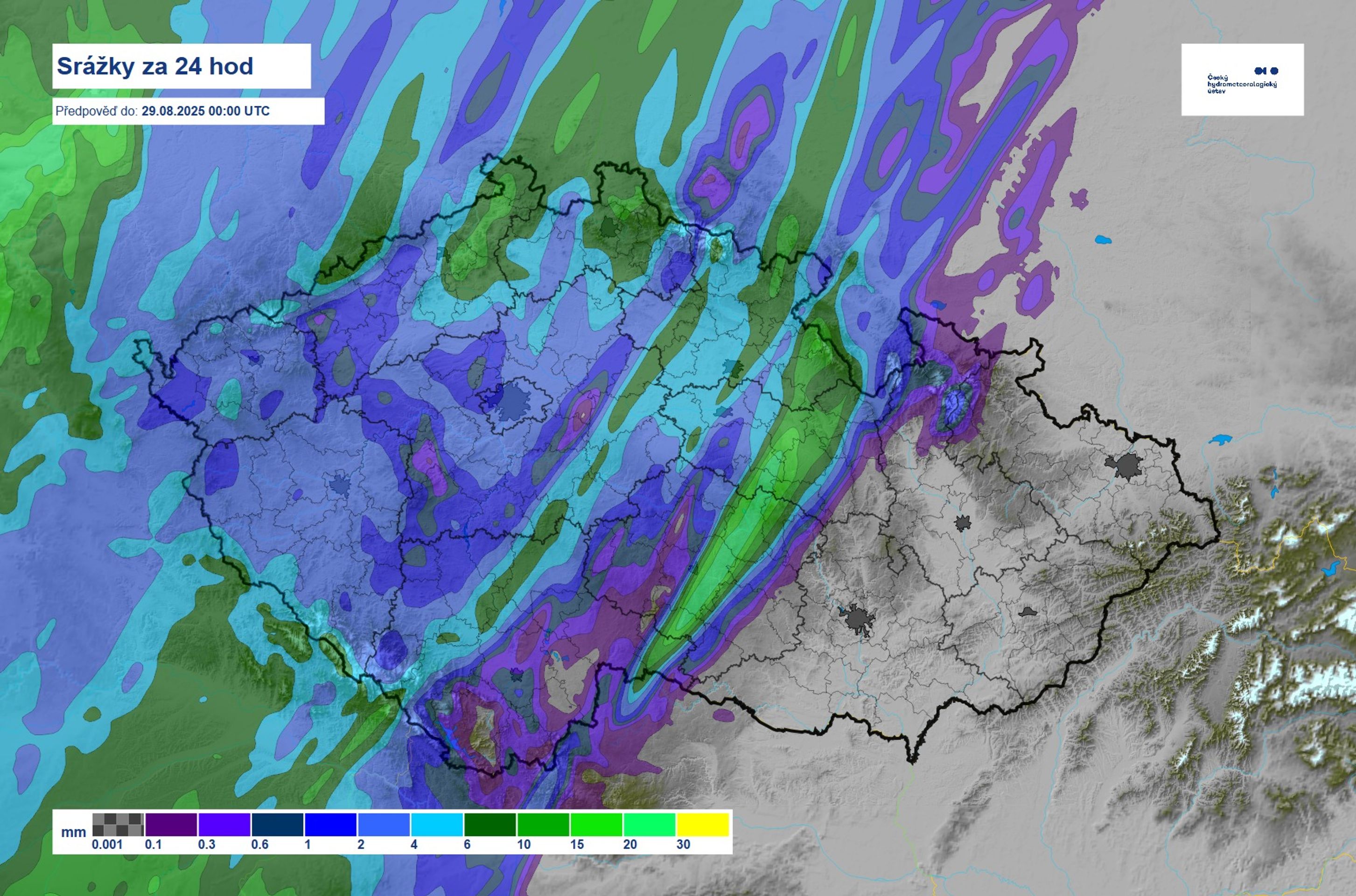 Mapa počasí - Mapa počasí - 28. 8. 2025 (3/3)