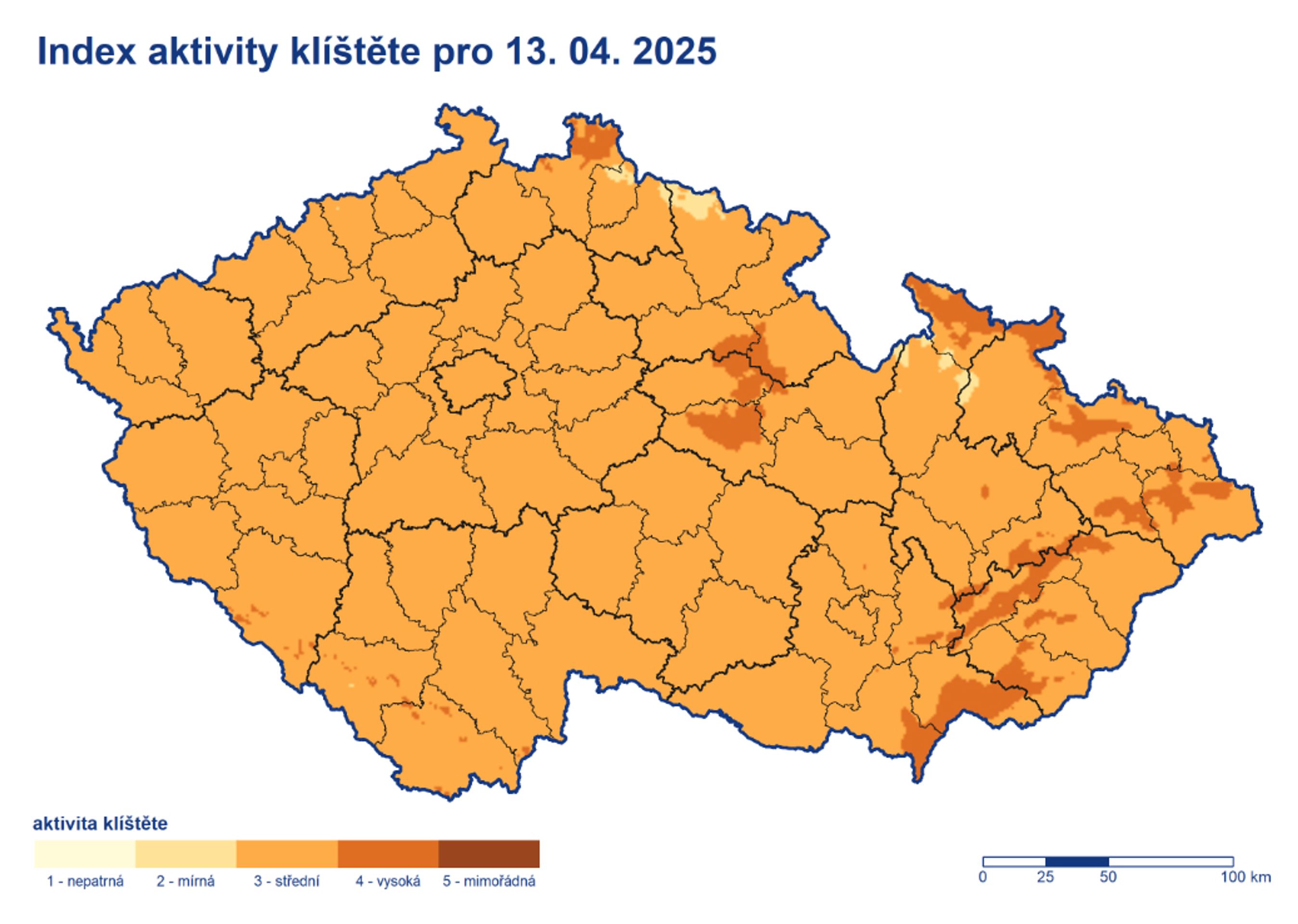 Index aktivity klíštěte, 13. 4. 2025 - Aktivita klíšťat (3/3)