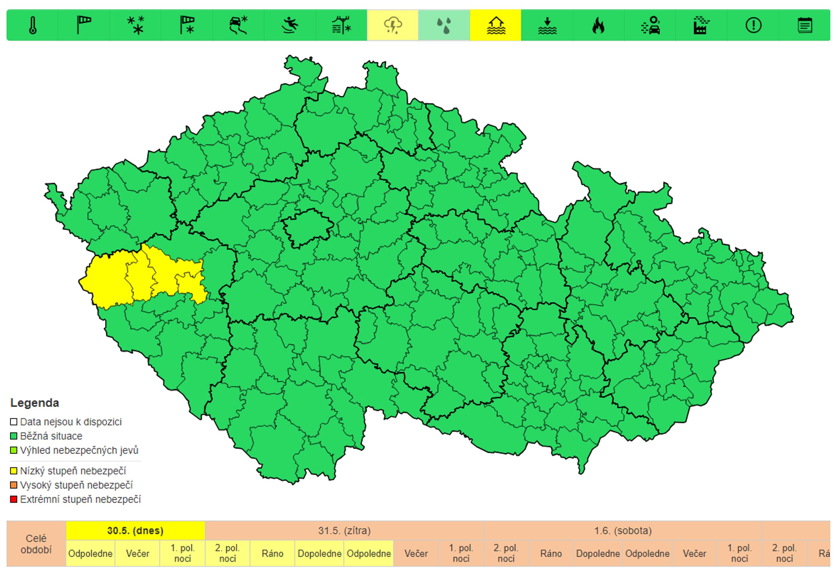 Výstraha před povodní, 30. 5. - Výstrahy na nejbližší dny (2/5)