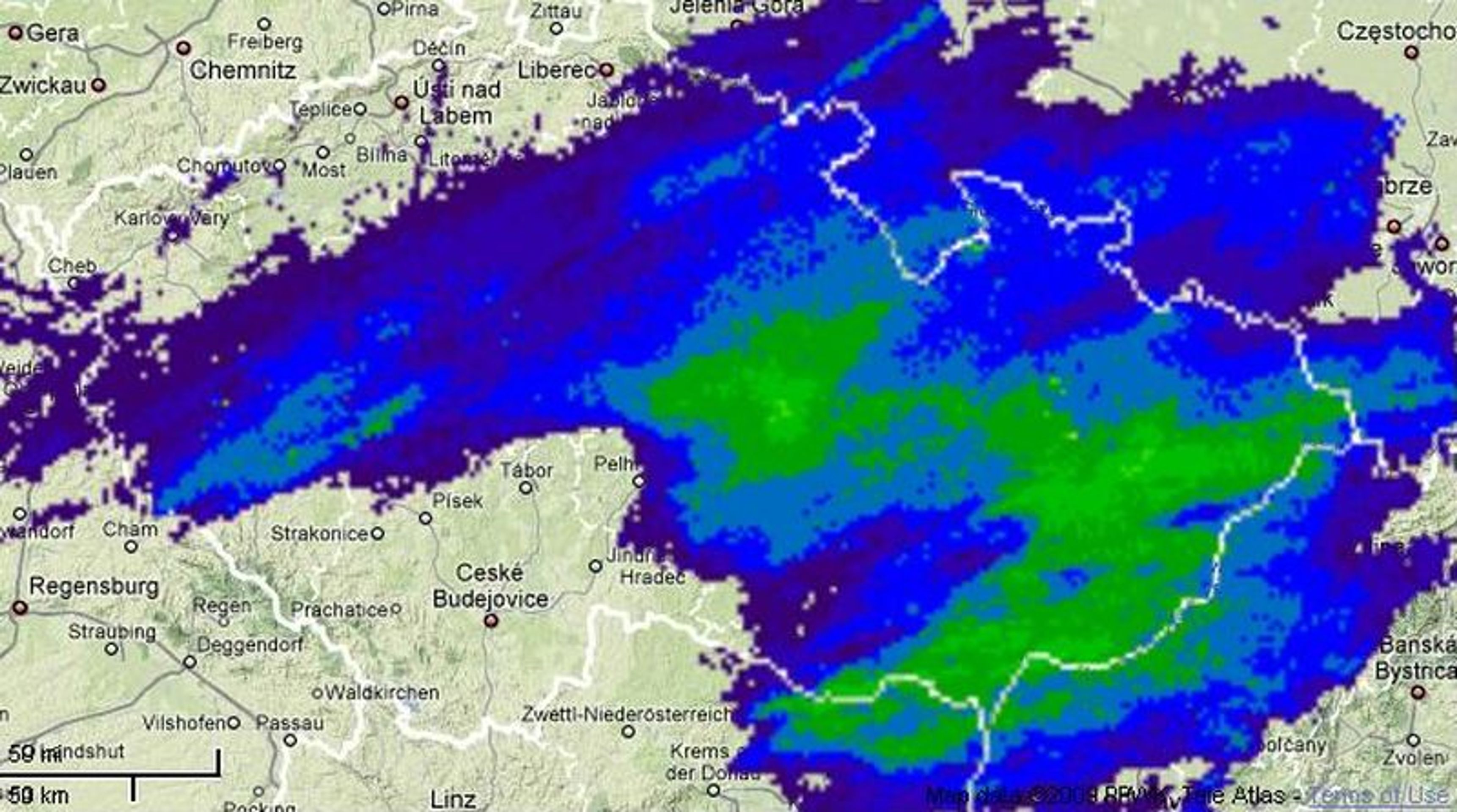 Počasí v Česku v 11:30 - GALERIE: Postup fronty přes Česko (3/3)