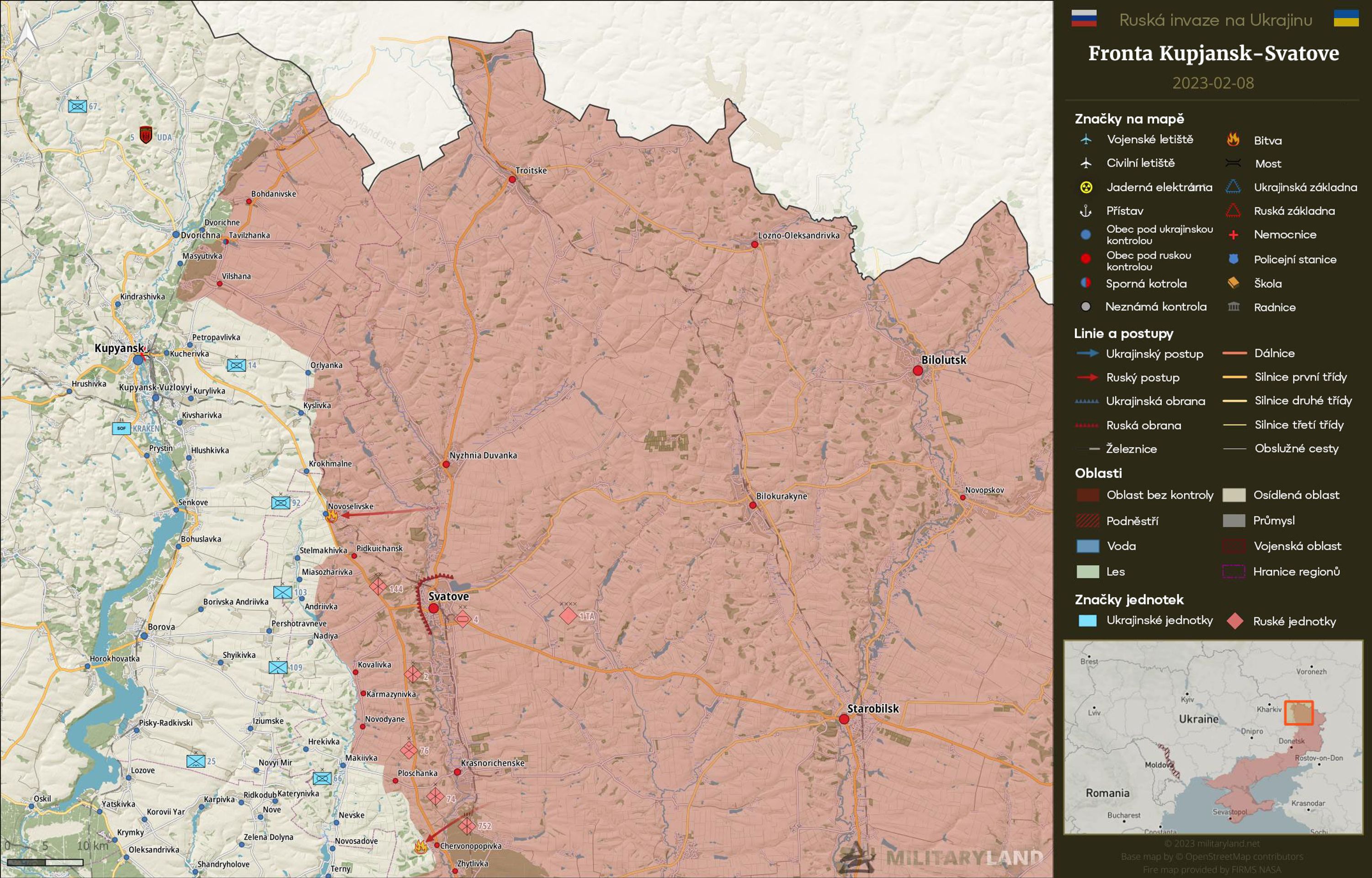 Fronta Kupjansk-Svatove 2023-02-10 - Ruská invaze na Ukrajinu (1/5)