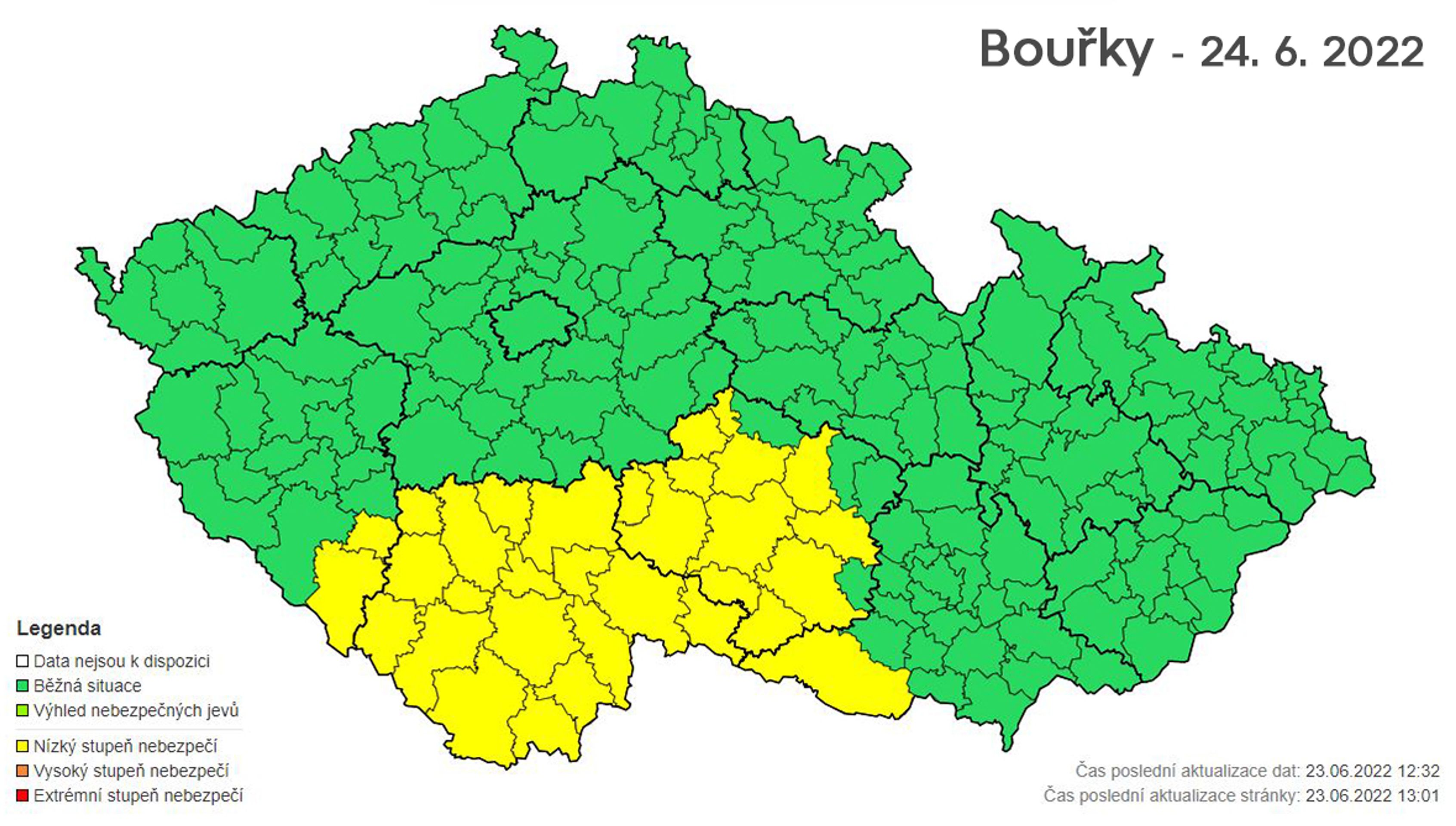 Mapa výstrah - bouřky 24.6. - Mapy výstrah (1/9)