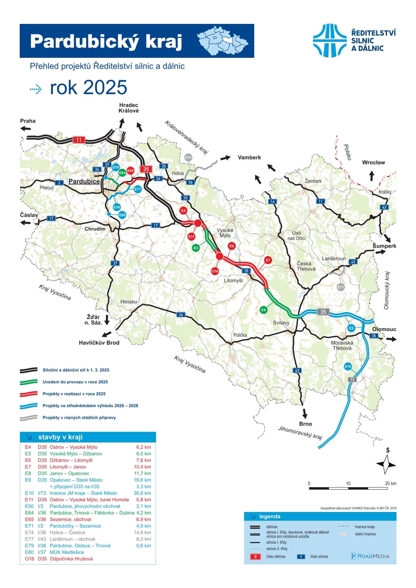 Pardubický kraj - mapa výstavby - Mapy oprav a výstavby (15/26)