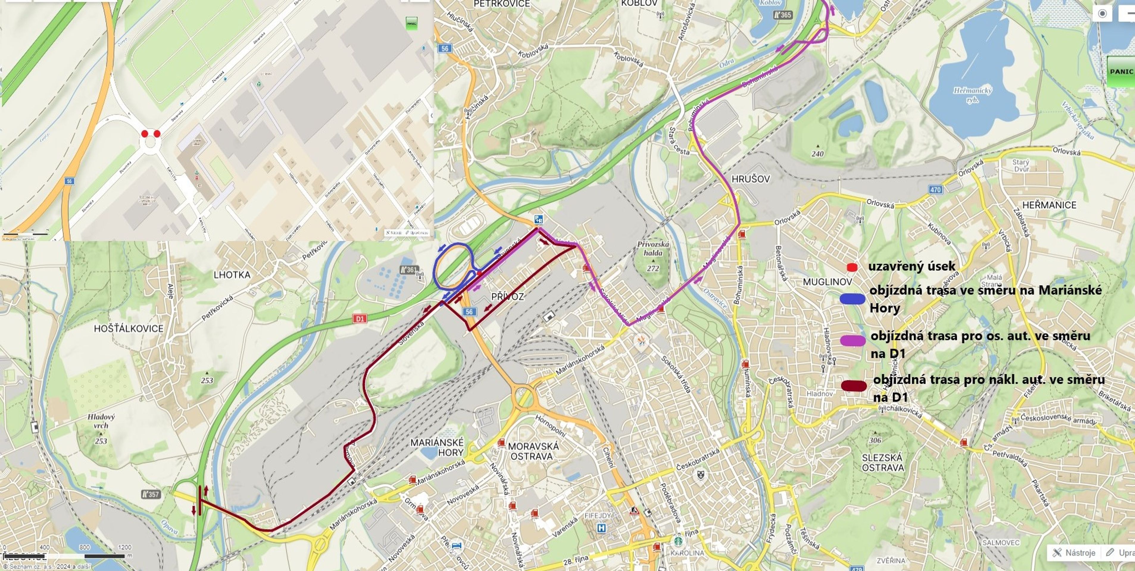 Objízdná trasa silnice III/0581 - Přehled oprav v Moravskoslezském kraji (5/5)