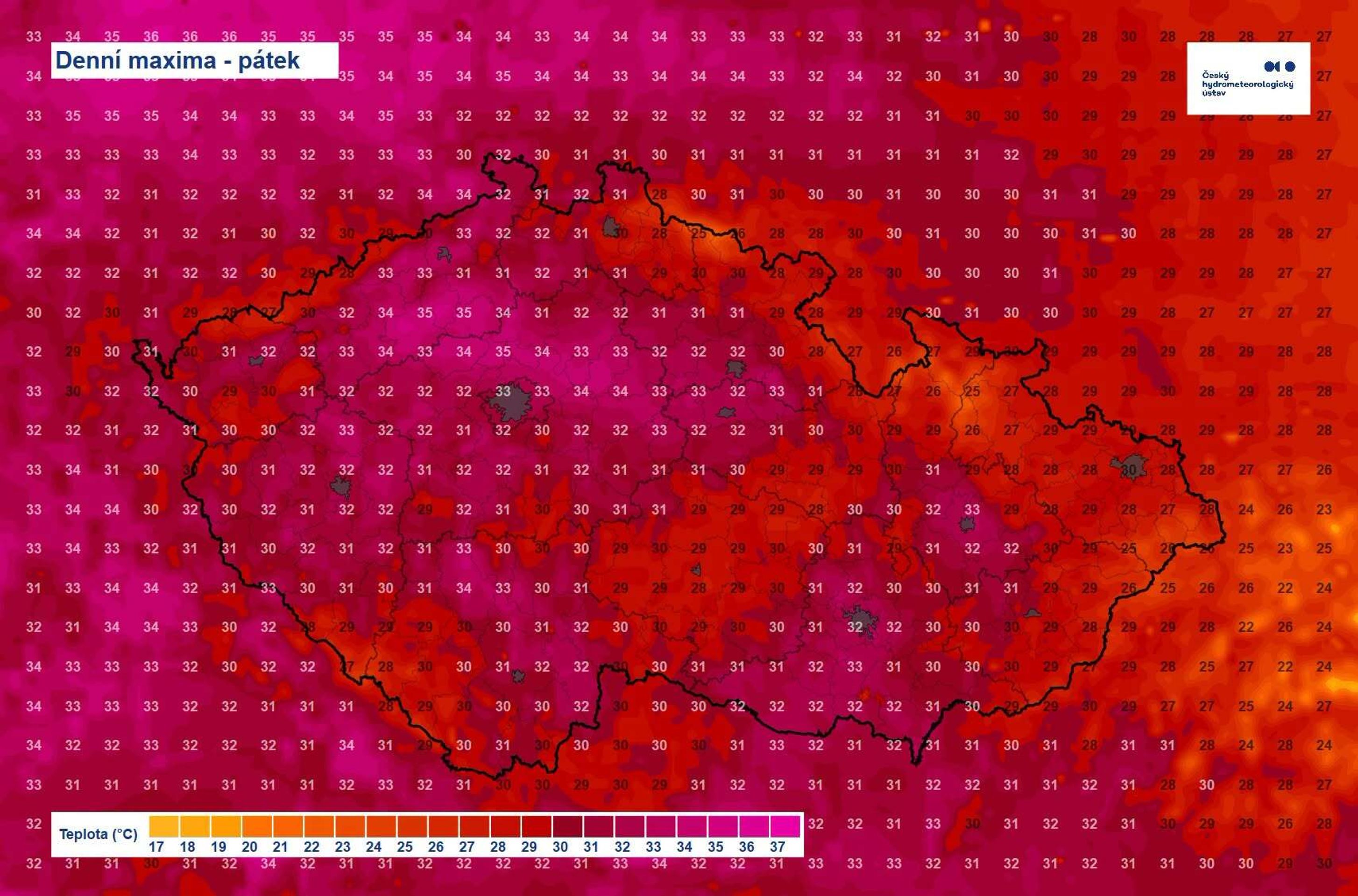 Denní maxima - Mapy ČHMÚ (1/2)