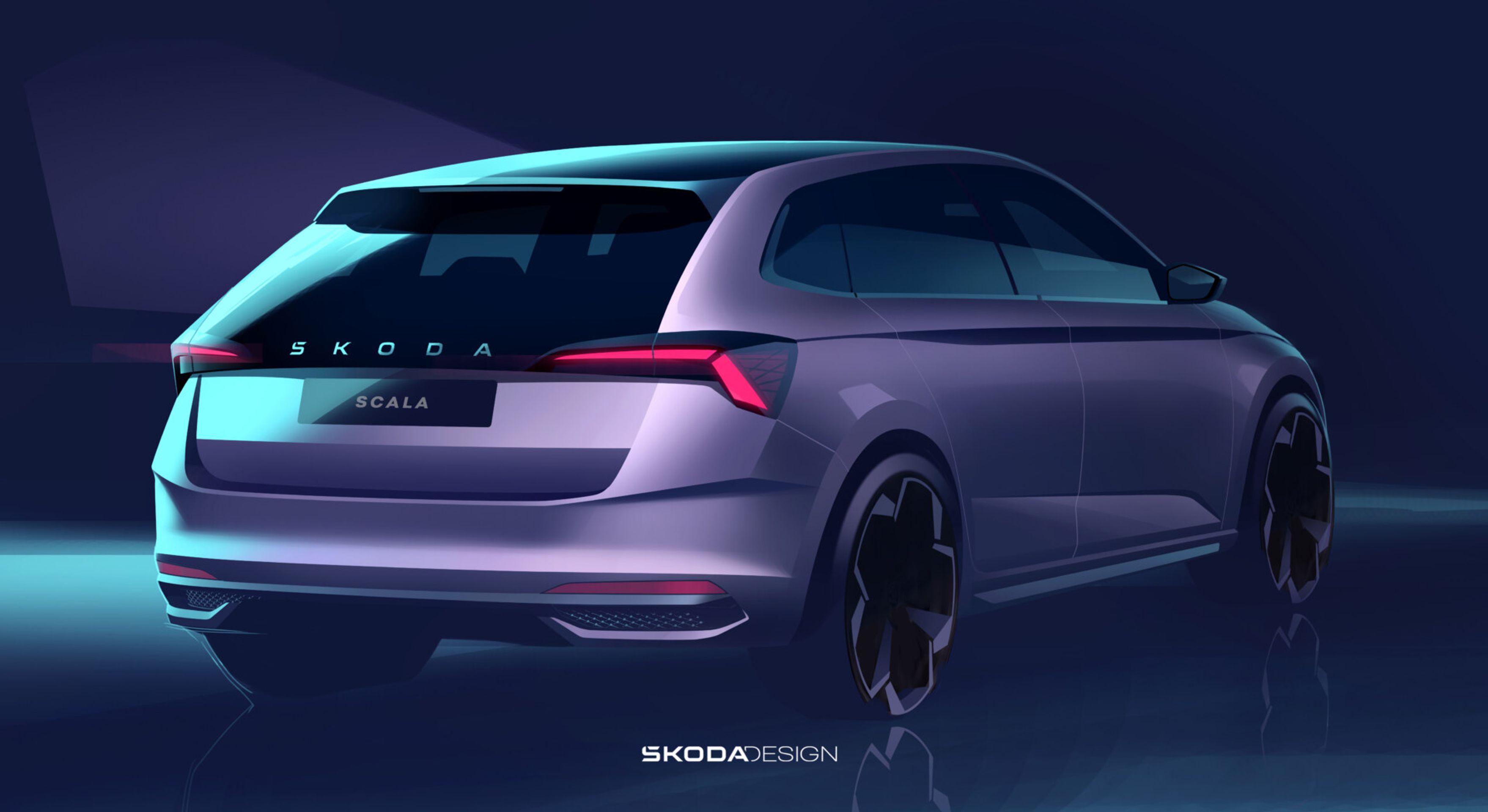 Modernizovaná Škoda Scala na oficiálních skicách - Škodovky Scala a Kamiq po faceliftu (5/6)