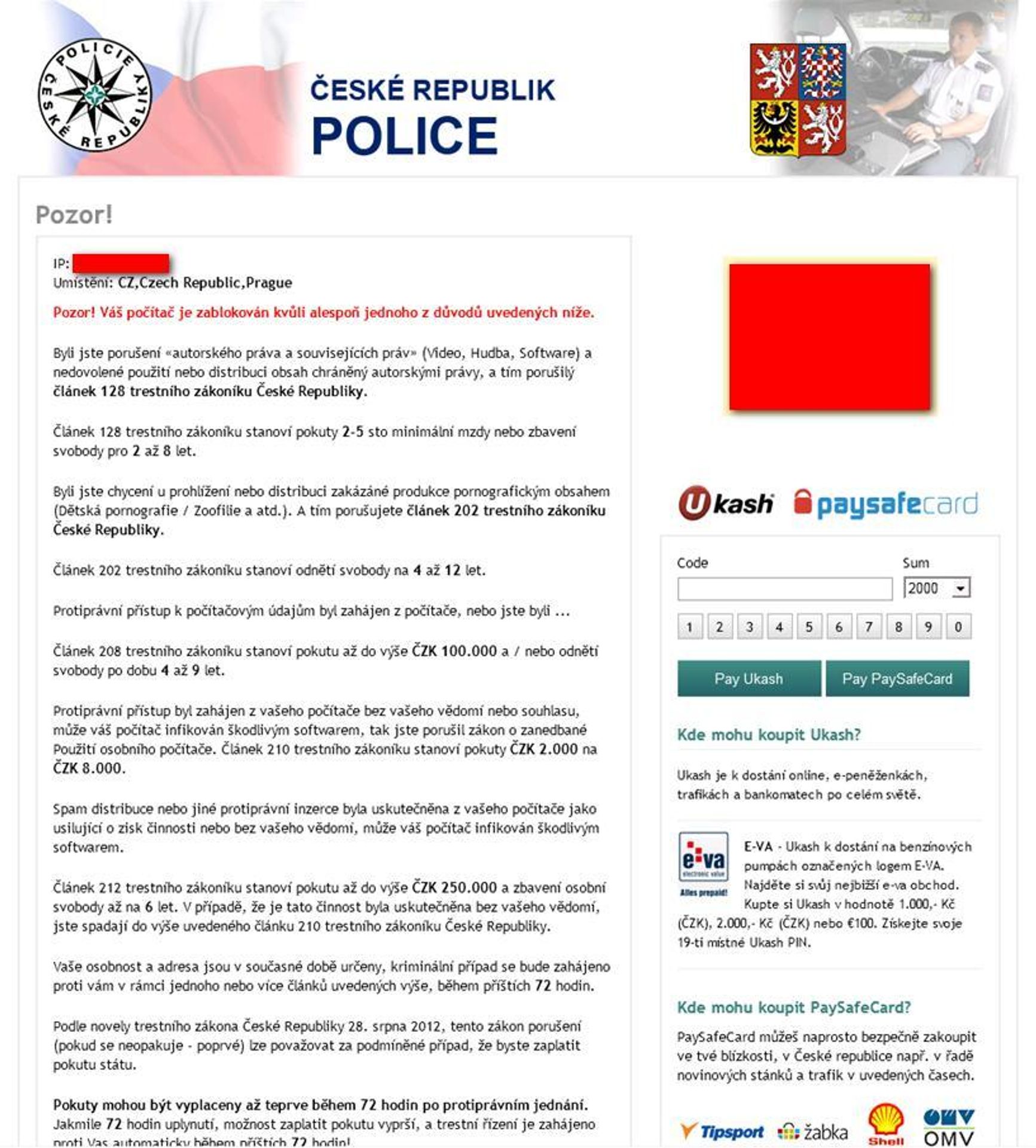 Vir: Zablokování PC policií - 3 - GALERIE: Vir - blokování počítače policií (2/3)