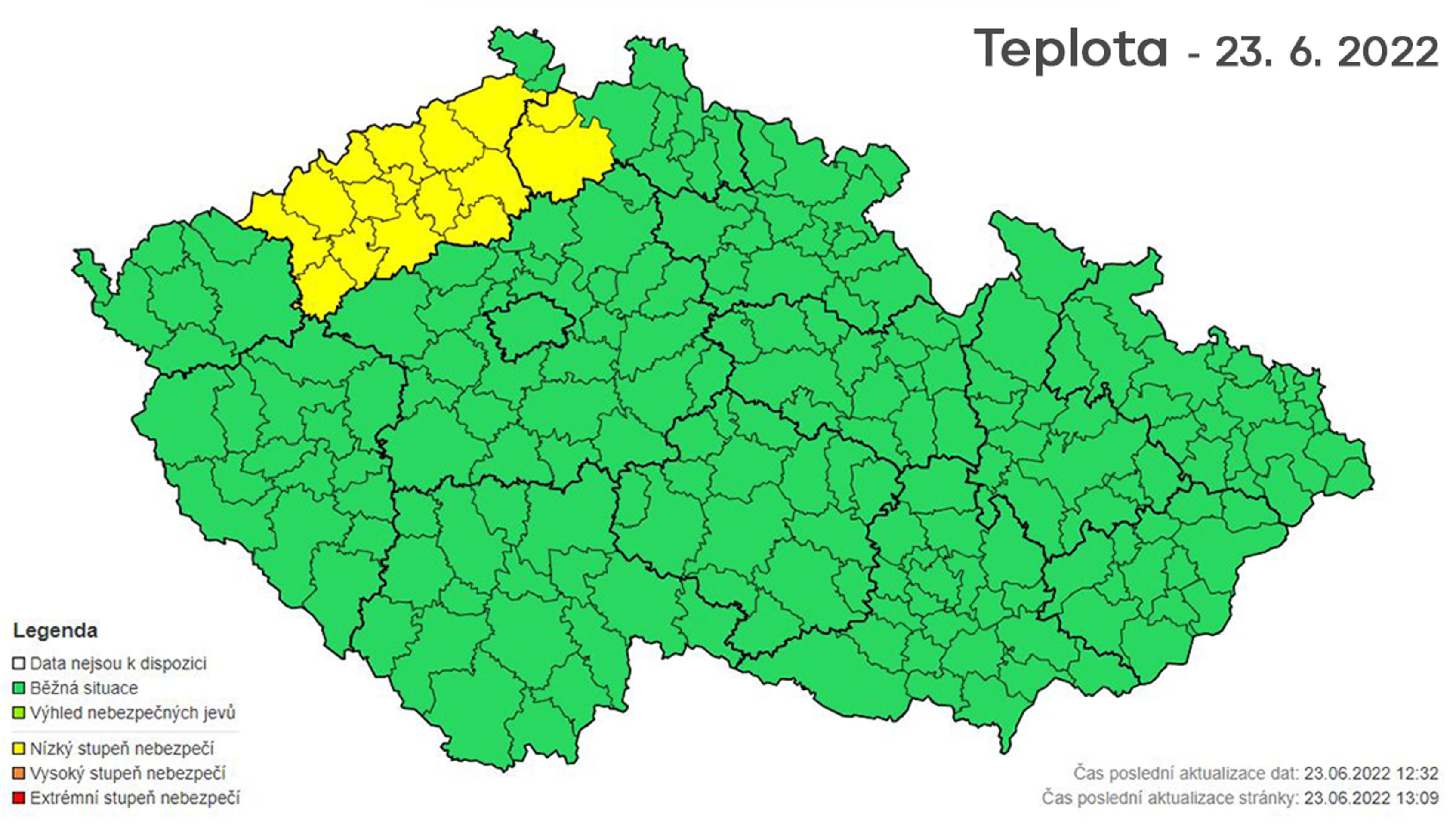 Mapa výstrah - teplota 23.6. - Mapy výstrah (3/9)