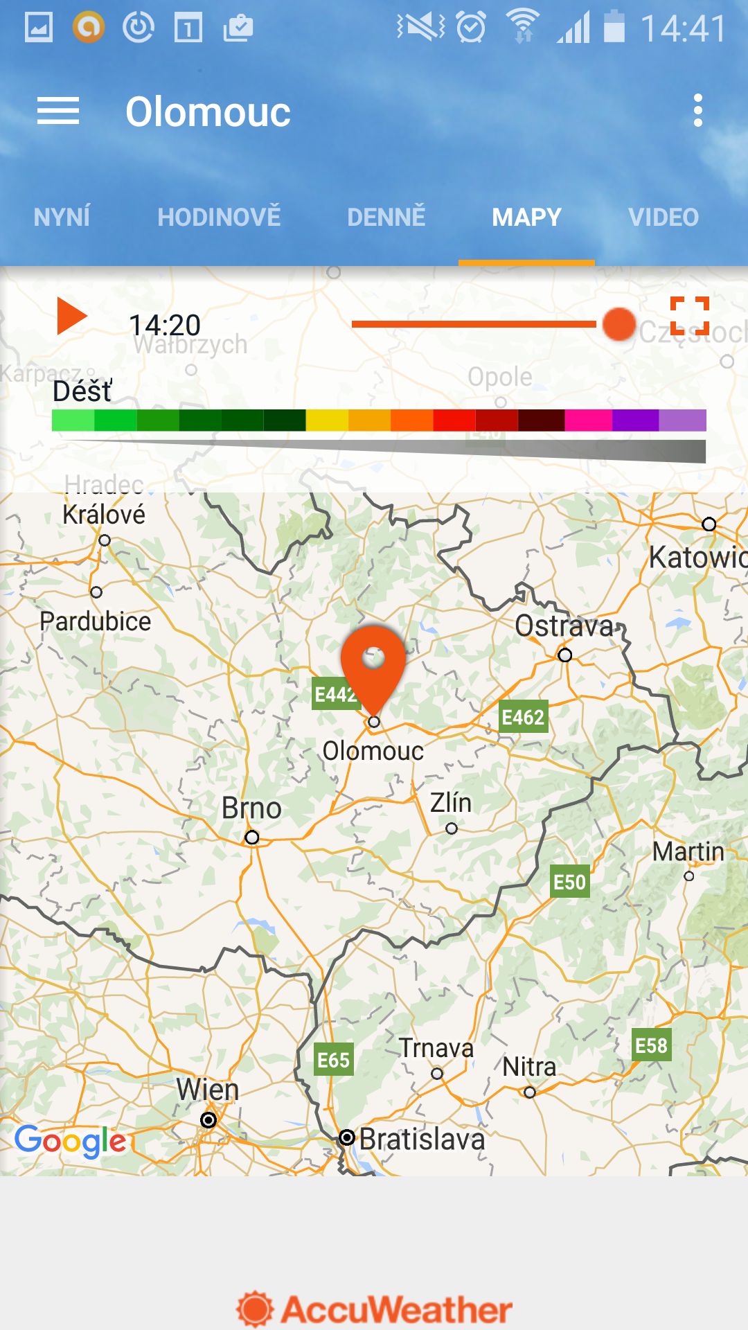Aplikace pro předpověď počasí Accuweather - mapa - GALERIE: Aplikace pro předpověď počasí Accuweather (4/6)