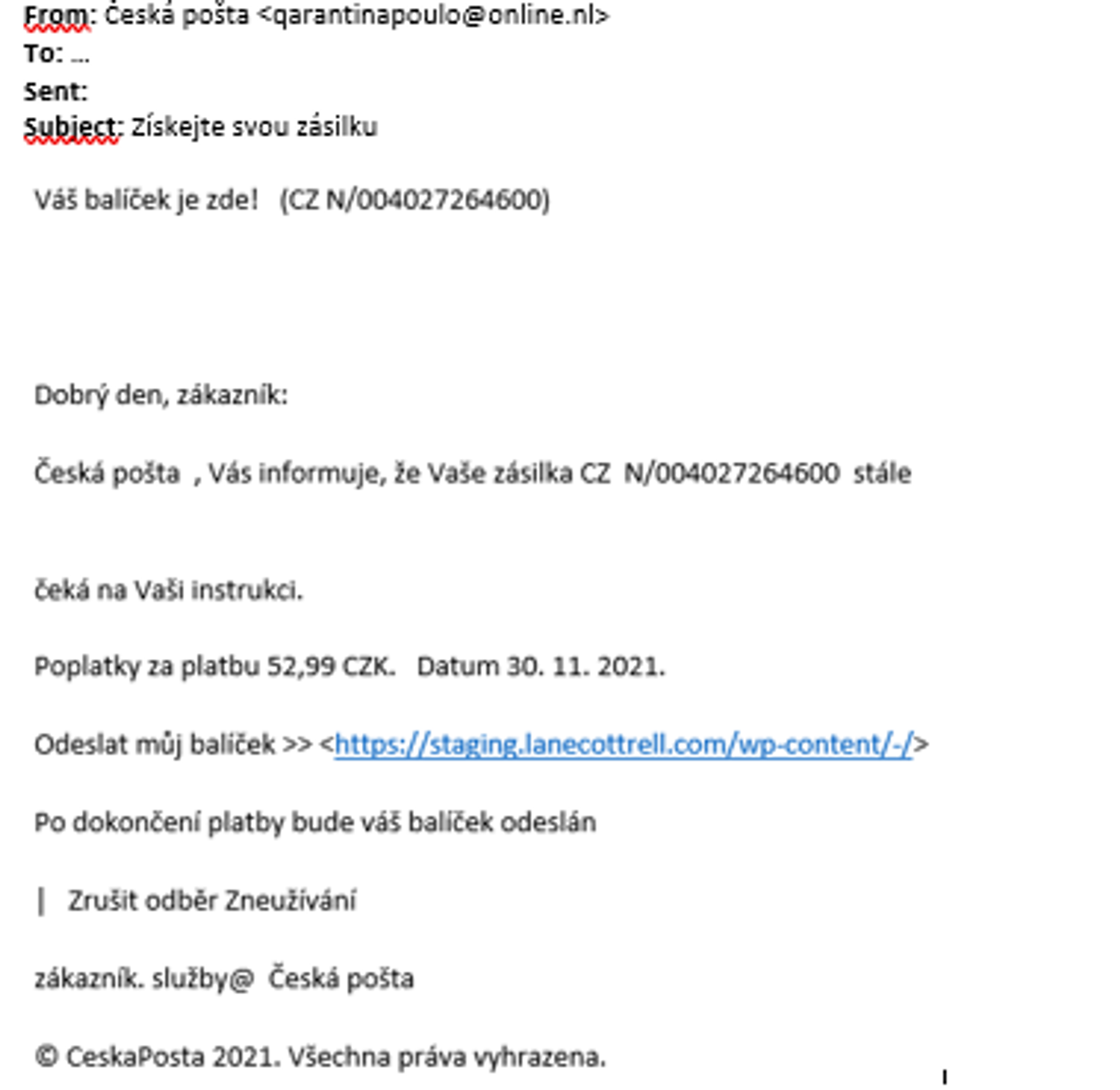 10-12 - Falešné e-maily vydávající se za Českou Poštu (13/14)