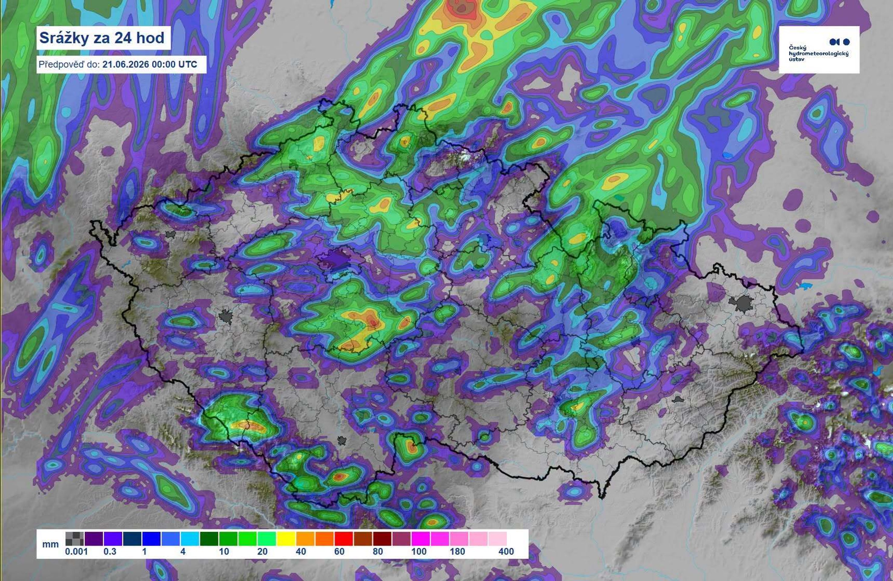 Srážky za 24 hodin - Mapy ČHMÚ (2/2)