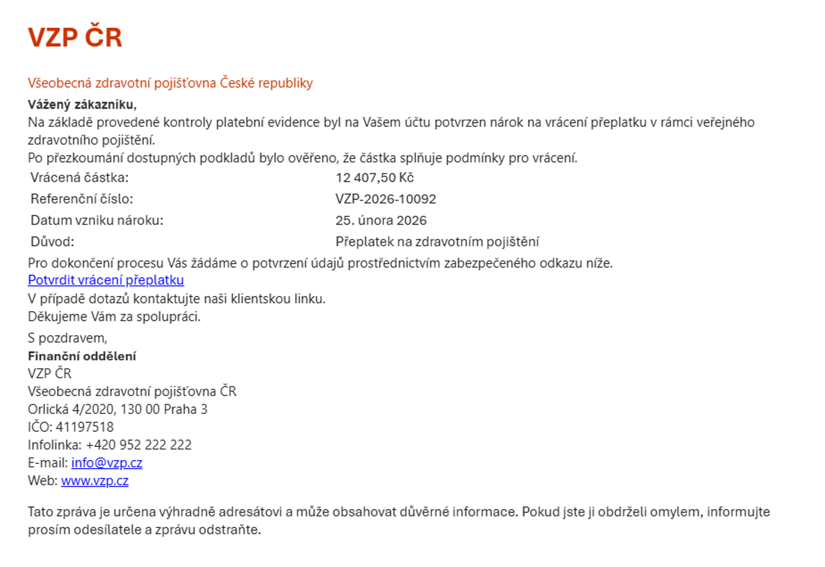 Podvodné e-maily VZP - Podvodné e-maily VZP (3/4)