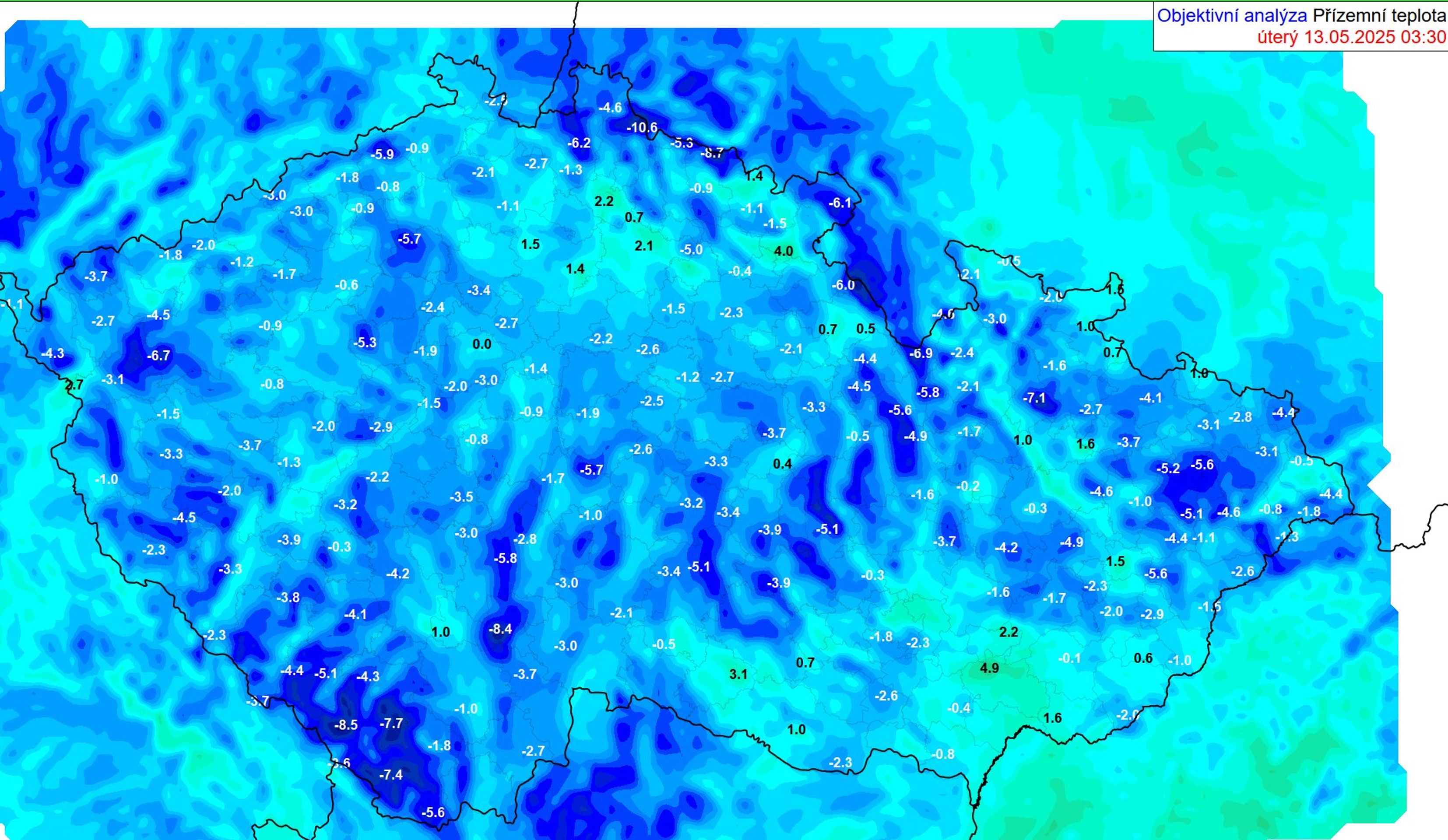 Ranní minima 13.5.2025 - Počasí 13.5.2025 (1/3)