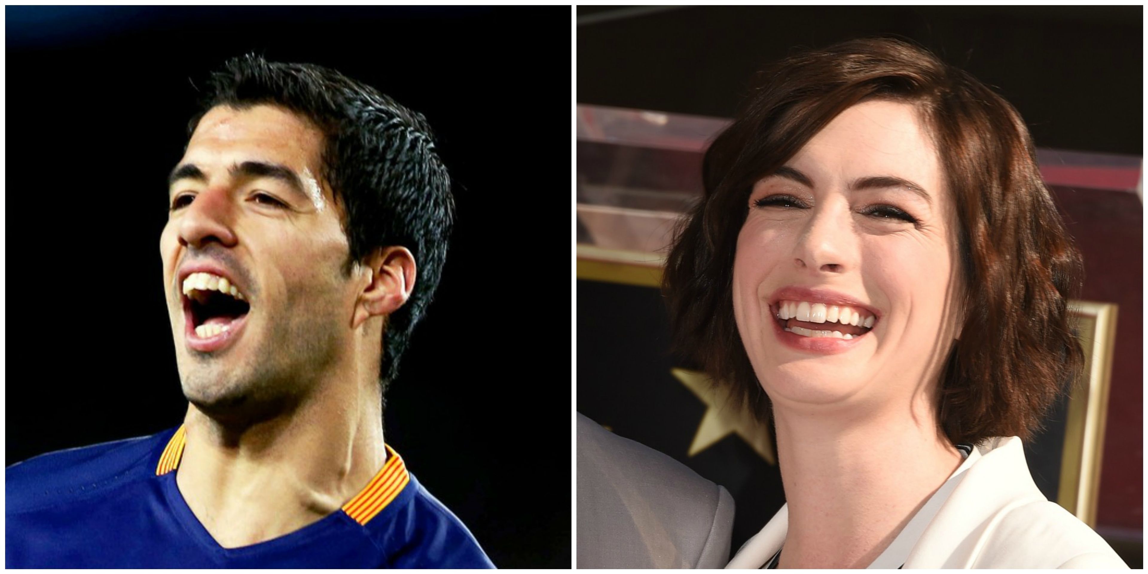 Luis Suárez a Anne Hathaway - GALERIE: Dvojníci slavných fotbalistů nejen z Hollywoodu (2/7)