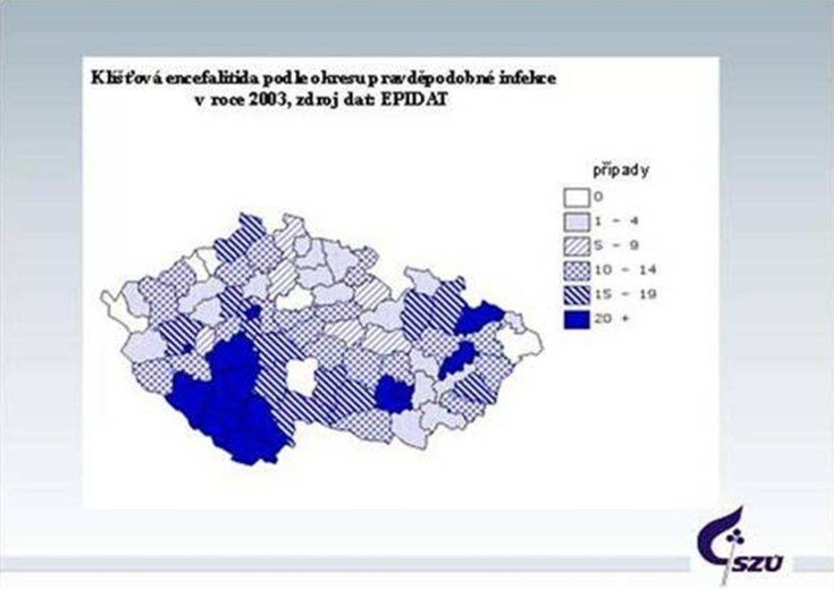 MAPY: Výskyty klíšťové encefalitidy 2003 - GALERIE: MAPY: Výskyty klíšťové encefalitidy 2000 - 2012 (2/6)