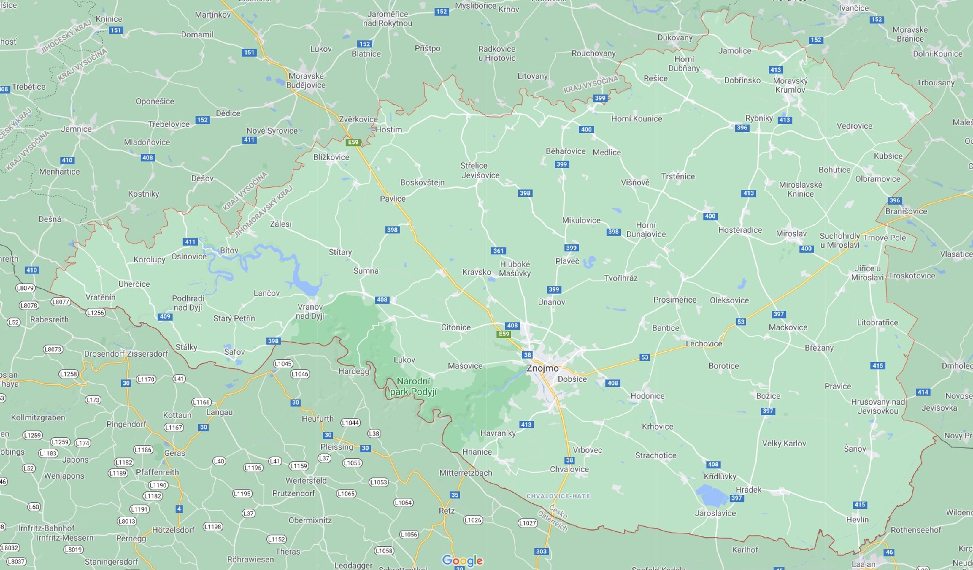 Jihomoravský kraj - okres Znojmo - GALERIE: Mapy okresů v Jihomoravském kraji (1/7)