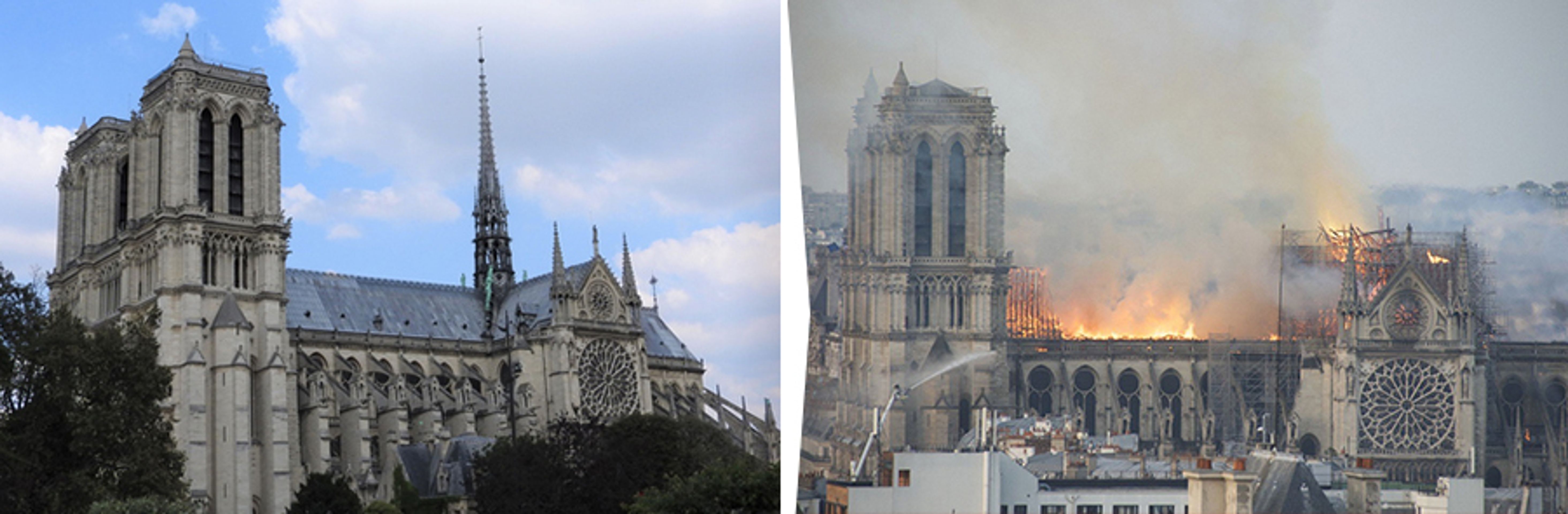 Katedrála Notre-Dame - srovnání - 5 - GALERIE: Pohled na katedrálu Notre-Dame před a po požáru (5/10)