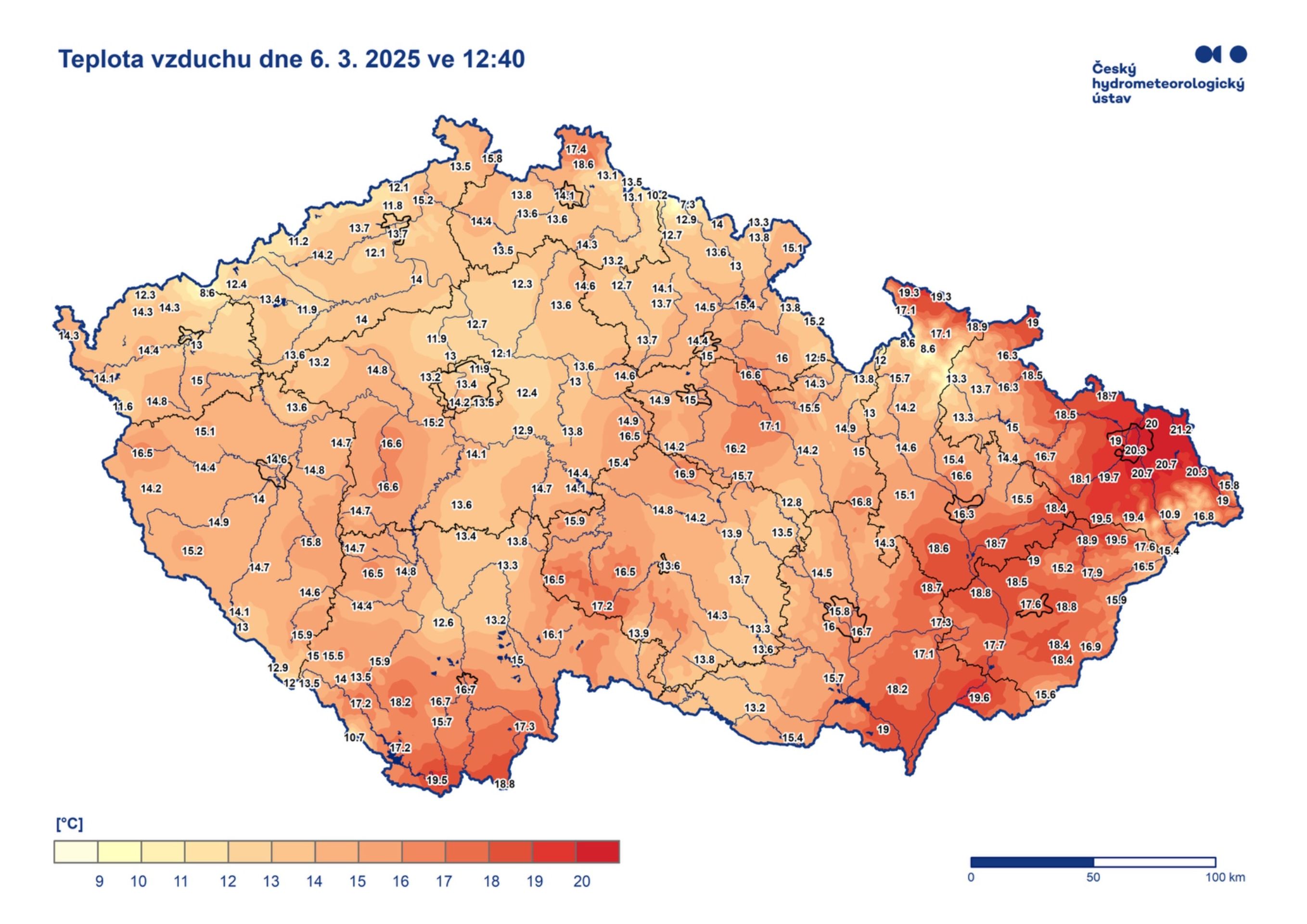 Teplota vzduchu, 6. 3. 2025 - Rekordní teploty v Česku, 6. 3. (1/3)