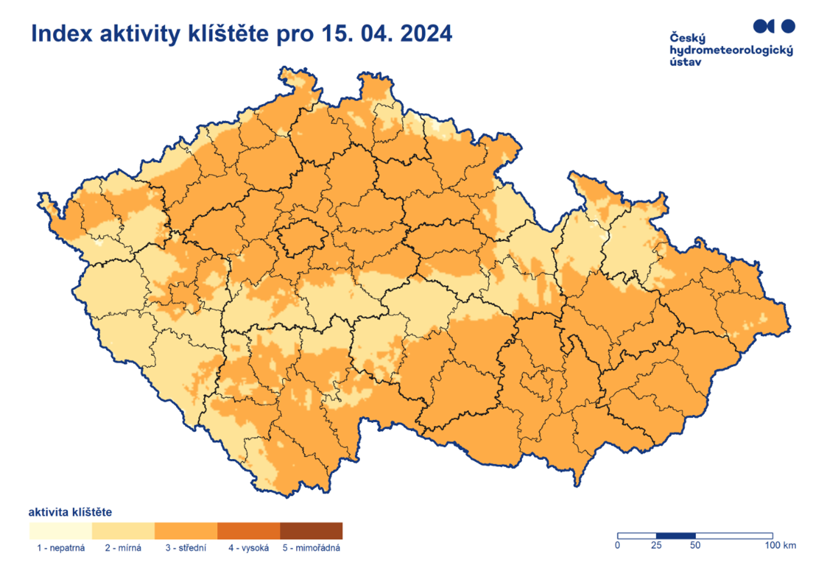 Index aktivity klíšťat 15. dubna - Index aktivity klíšťat (3/3)