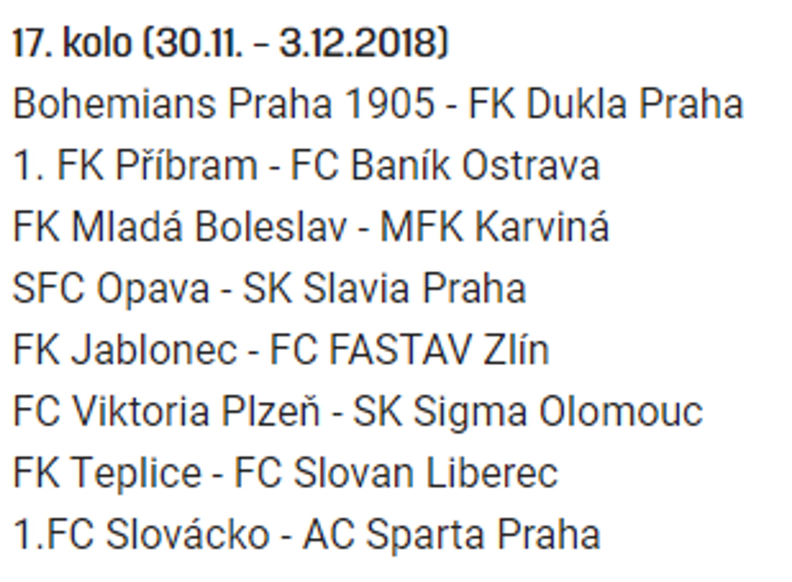 17. kolo - GALERIE: Přehled jednotlivých kol ročníku 2018/19 (17/30)