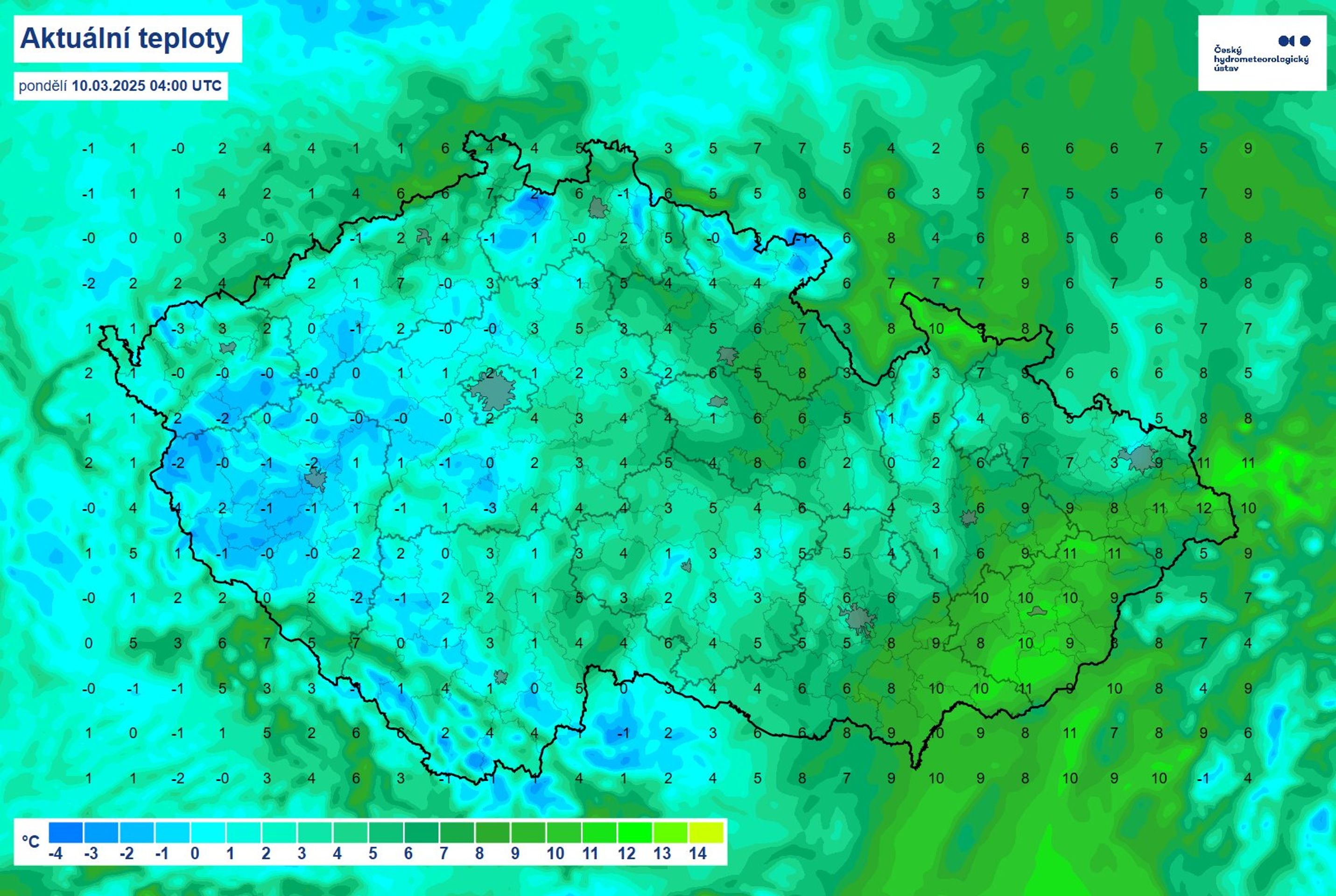Mapa počasí - Počasí podle ČHMÚ (1/3)