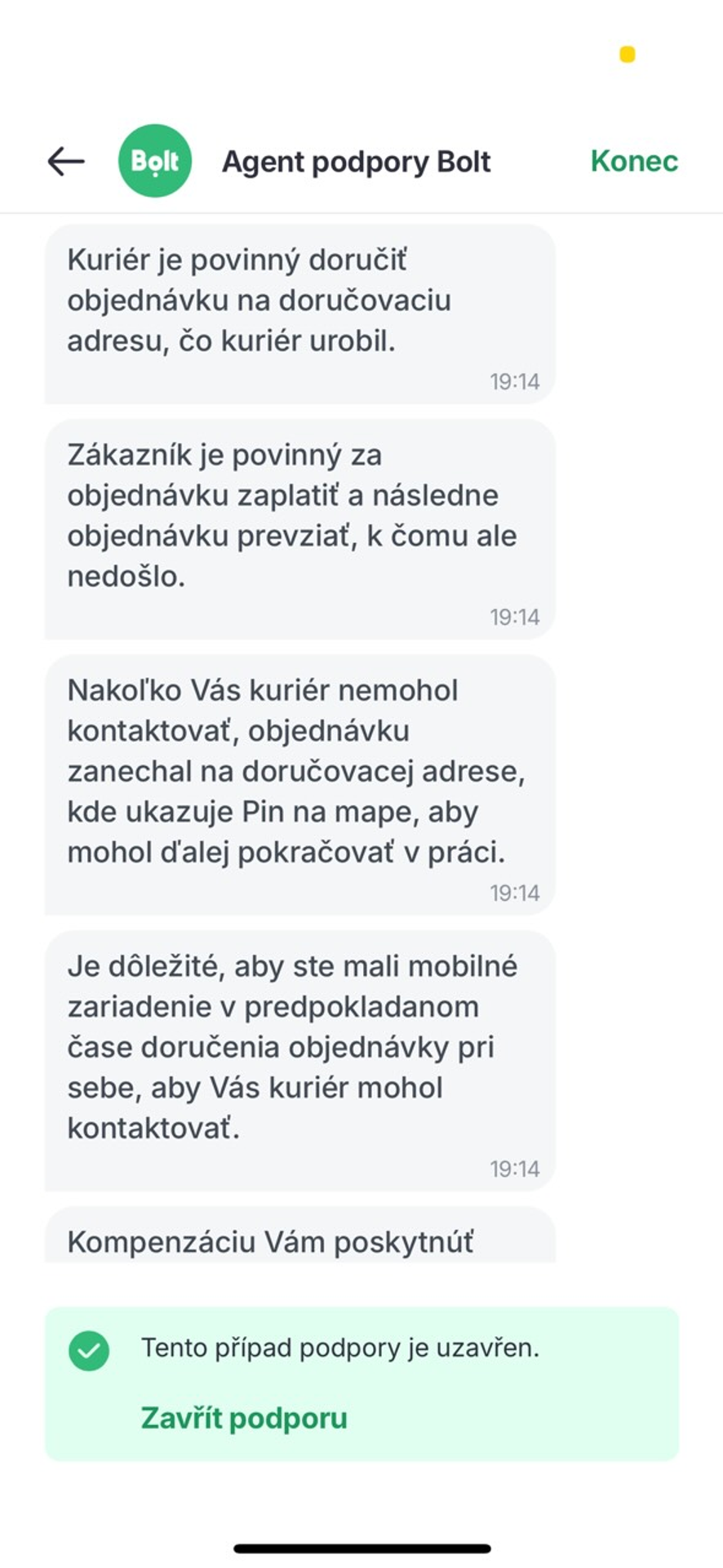Obrázek 5 - Komunikace se službou Bolt (5/10)