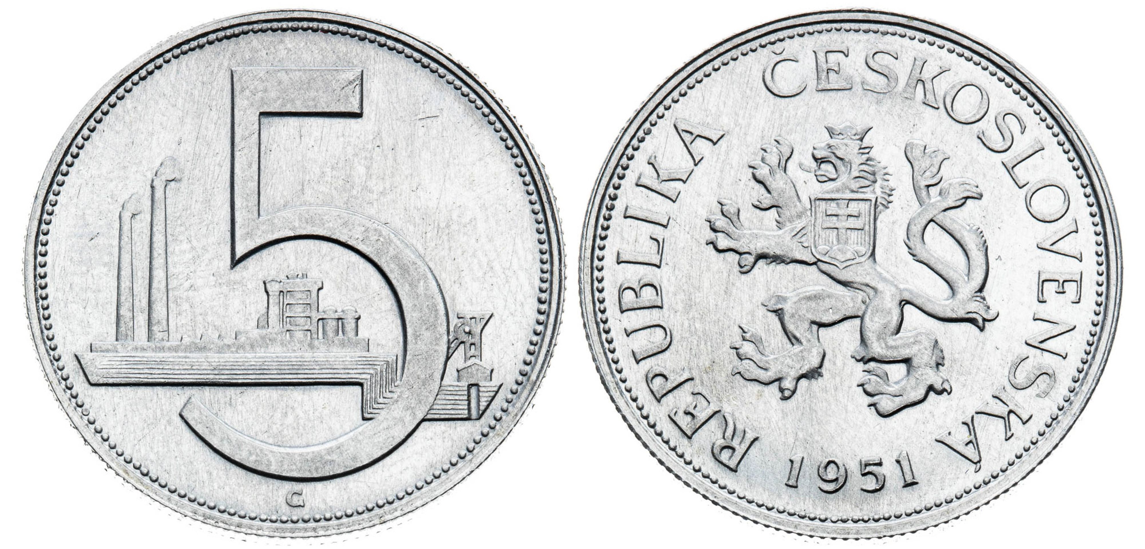 5 Kčs 1951 (zkušební ražba) - Aukce mincí Praha (5/8)