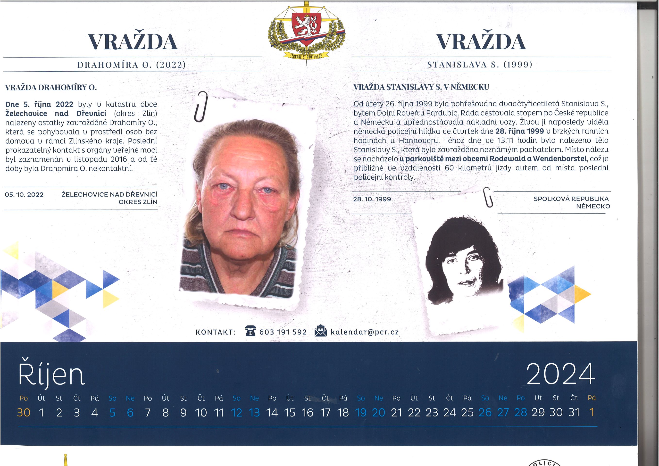 Kalendář hledaných, říjen - Kalendář nevyřešených případů (10/12)