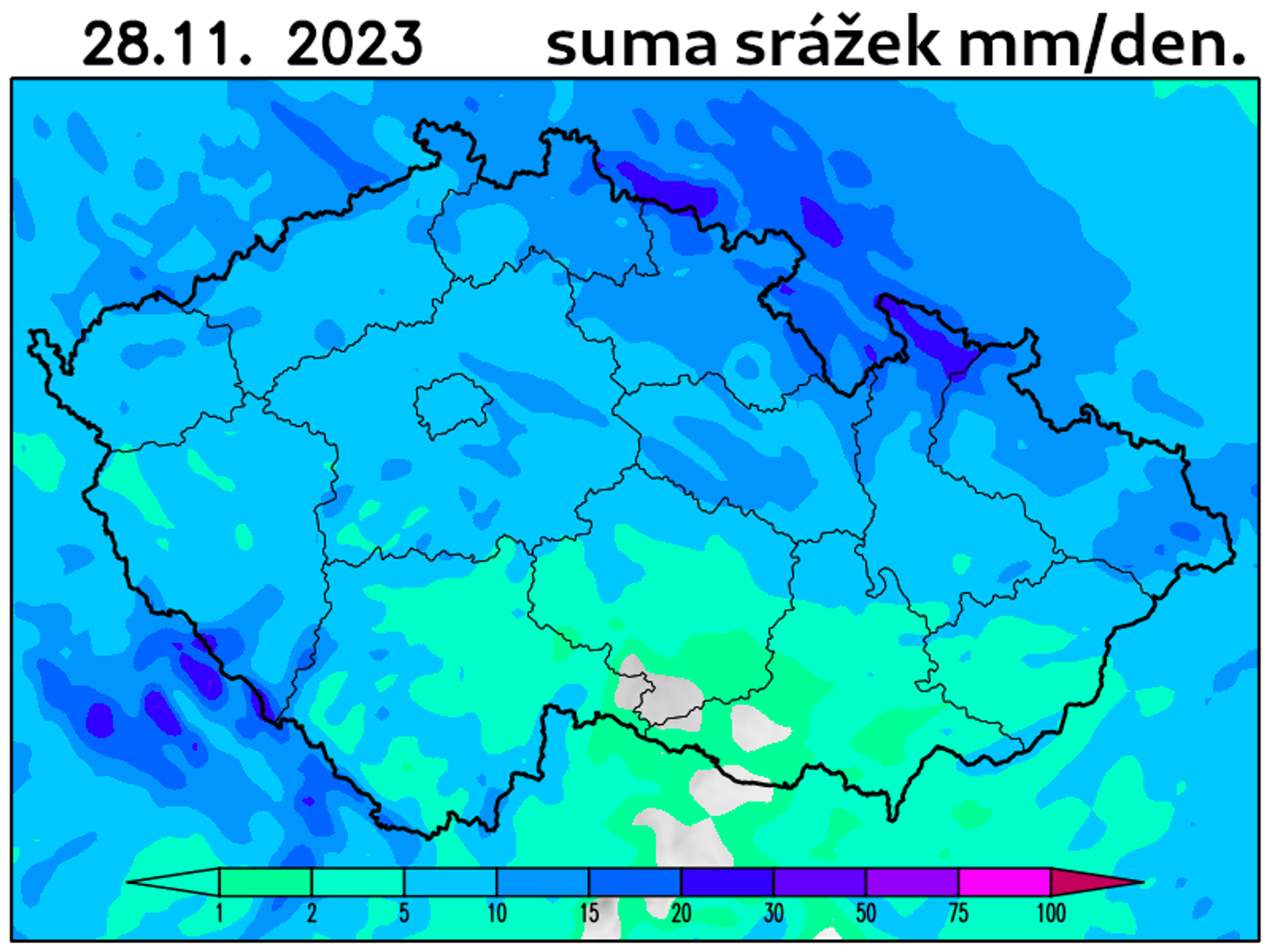 Předpověď počasí na 28. 11. 2023 - Česko zasype sníh (3/3)