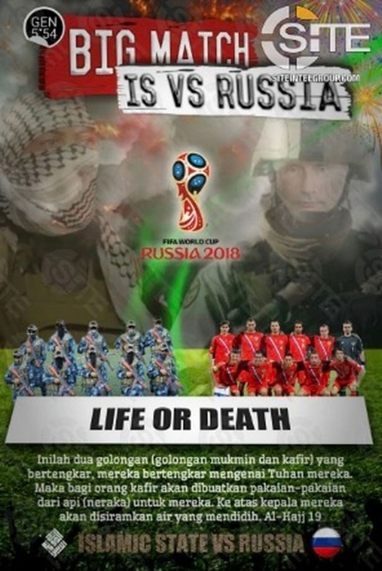 "Život nebo smrt!" - GALERIE: ISIS vyhrožuje, jak zaútočí při fotbalovém MS v Rusku (1/4)