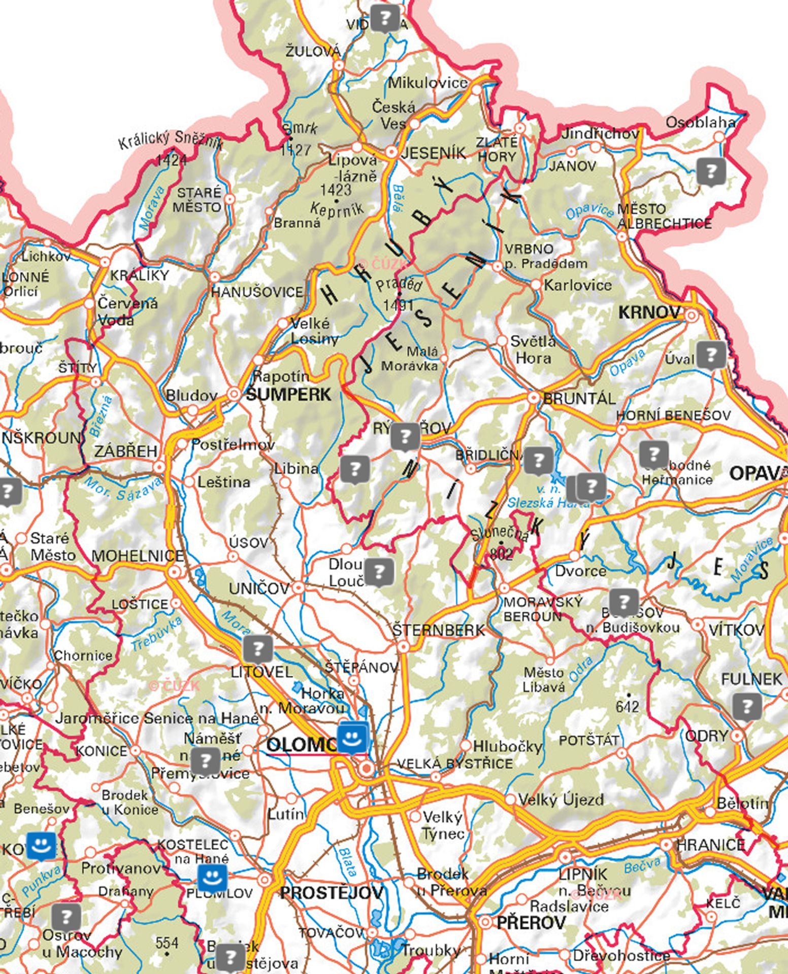Olomoucký kraj - Kvalita vody ke koupání (12/13)