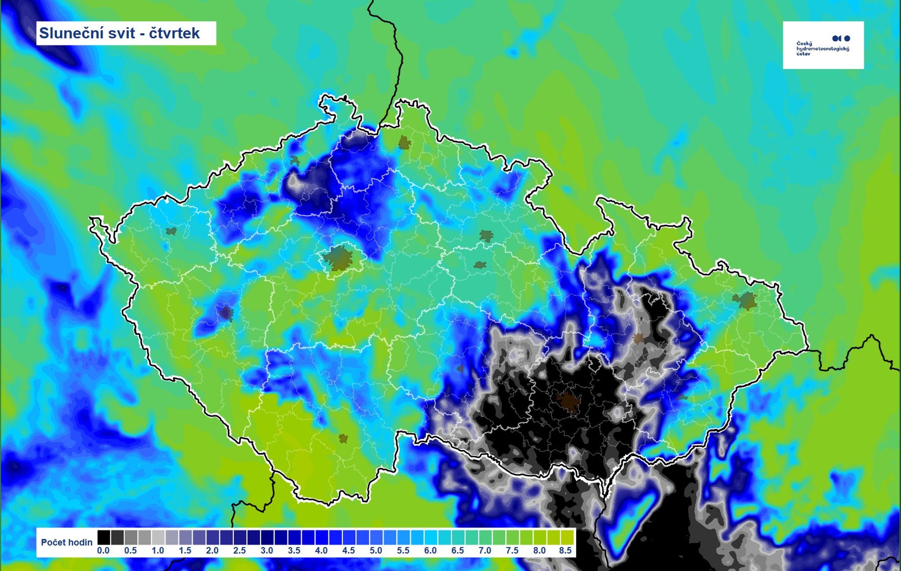 Sluneční svit – čtvrtek - Počasí ČHMÚ (1/4)