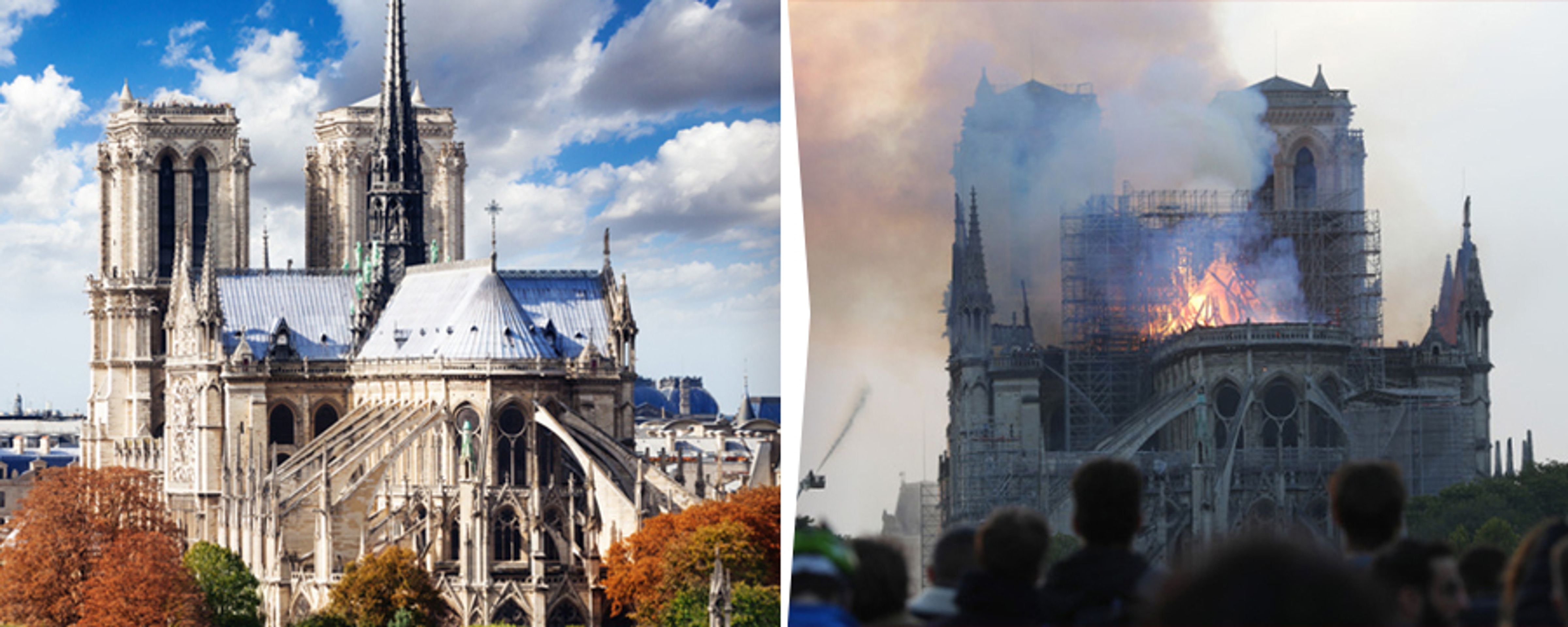 Katedrála Notre-Dame - srovnání - 2 - GALERIE: Pohled na katedrálu Notre-Dame před a po požáru (2/10)