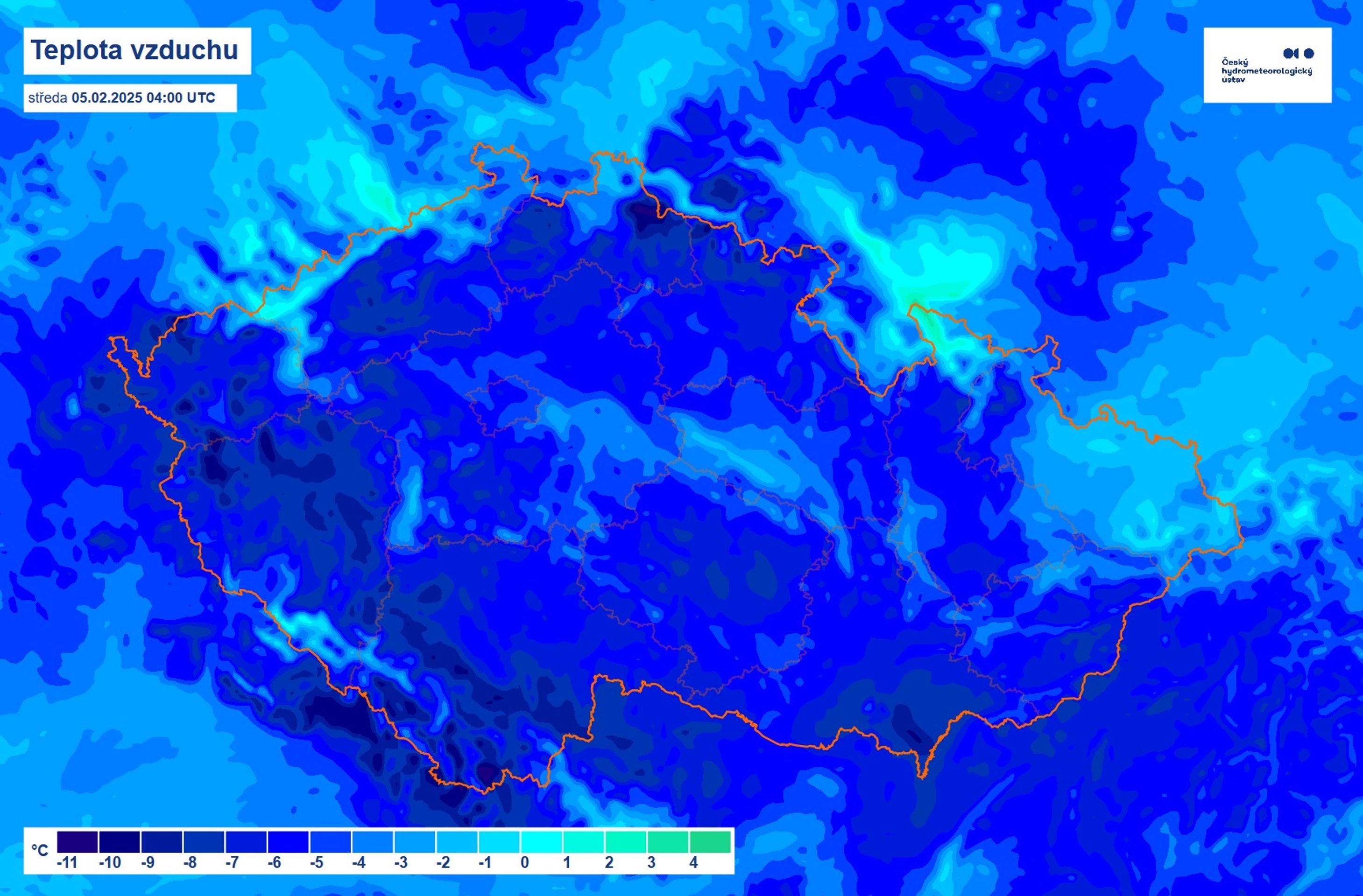 Teplota vzduchu - středa - Předpověď počasí (1/3)