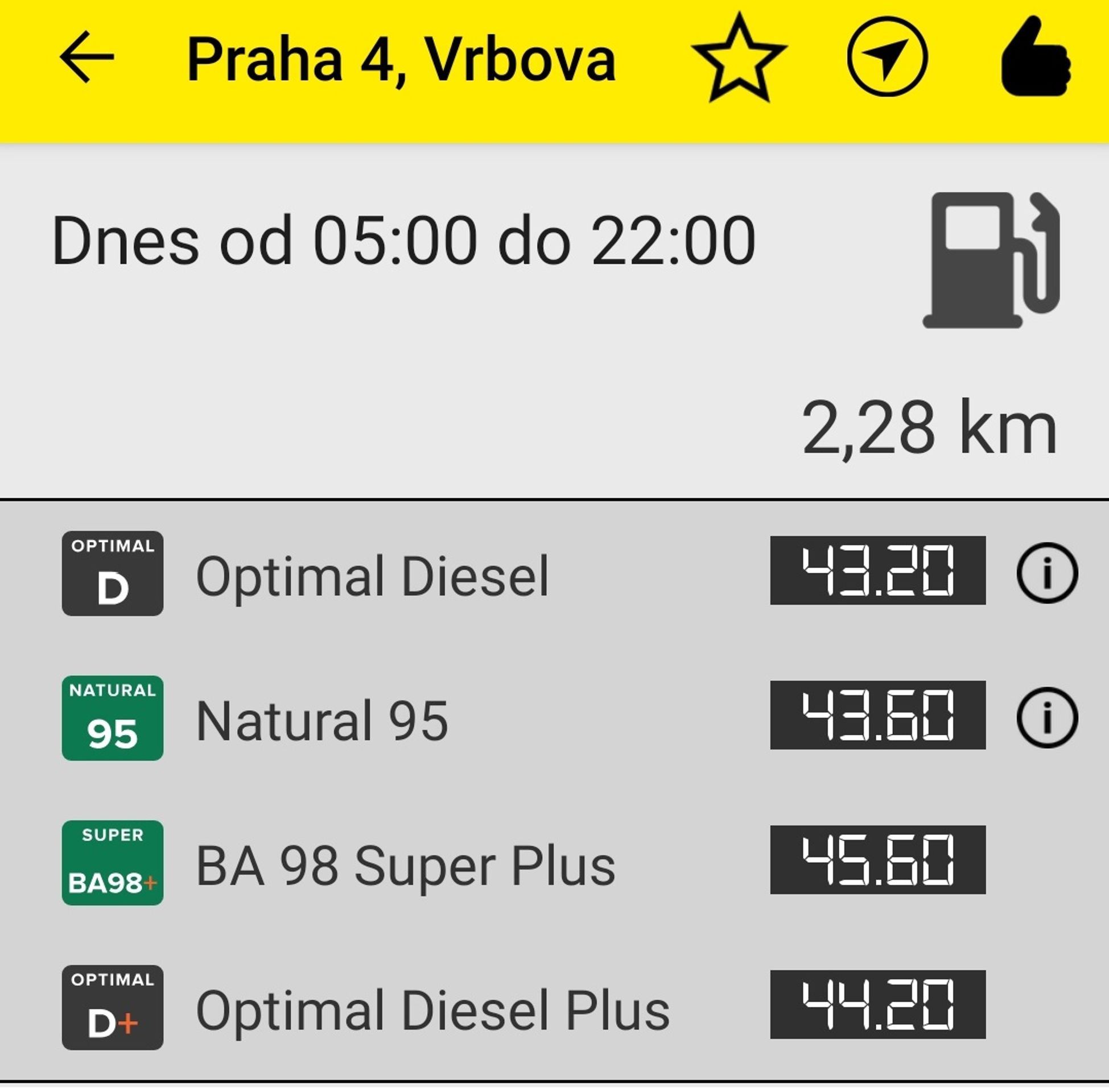 Ceny pohonných hmot - Srovnání cen EuroOil (1/6)