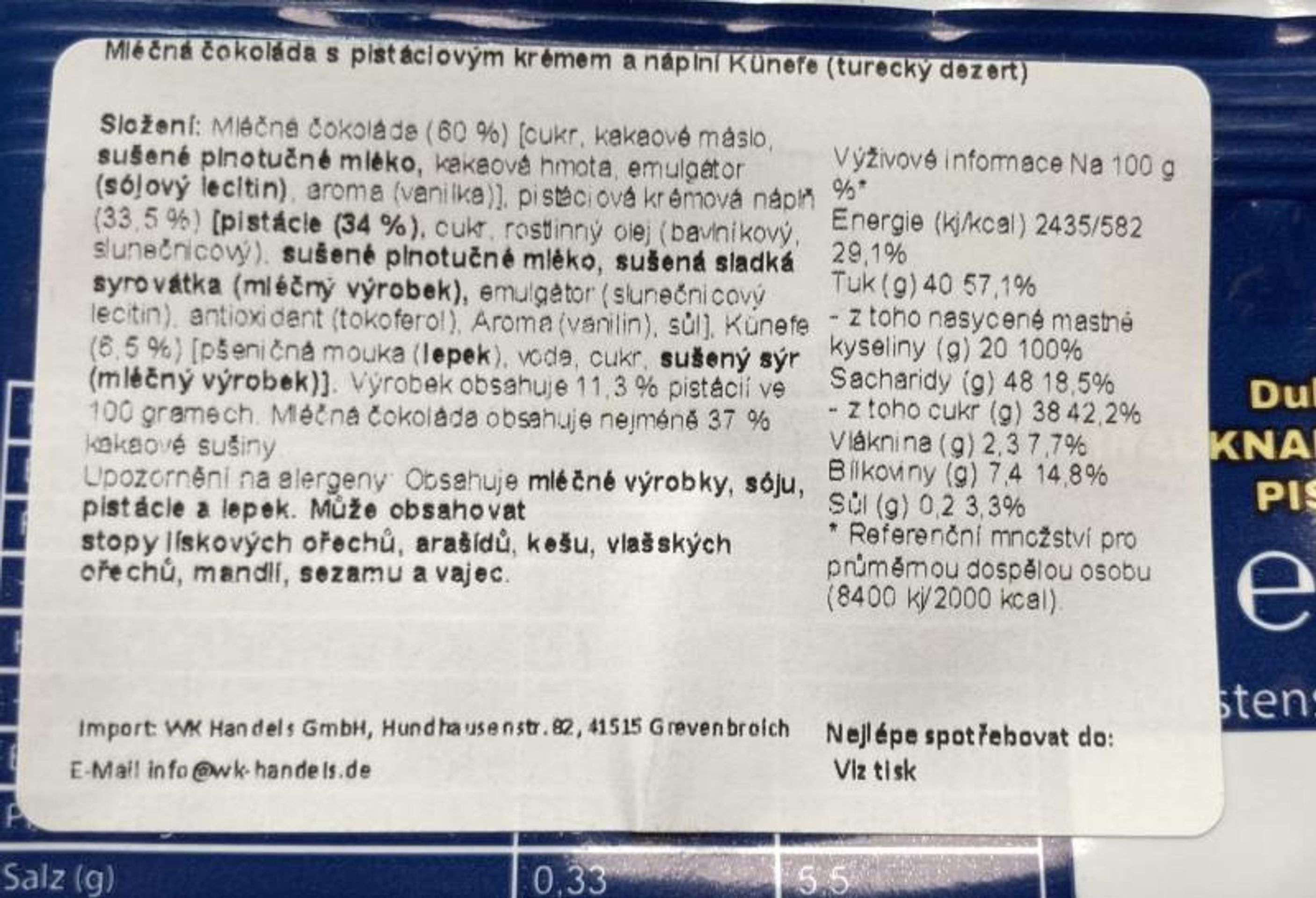 Dubai Style, Mléčná čokoláda s pistáciovým krémem a náplní Kunefe - Hlíva ústřičná a Dubai Style, Mléčná čokoláda (8/10)