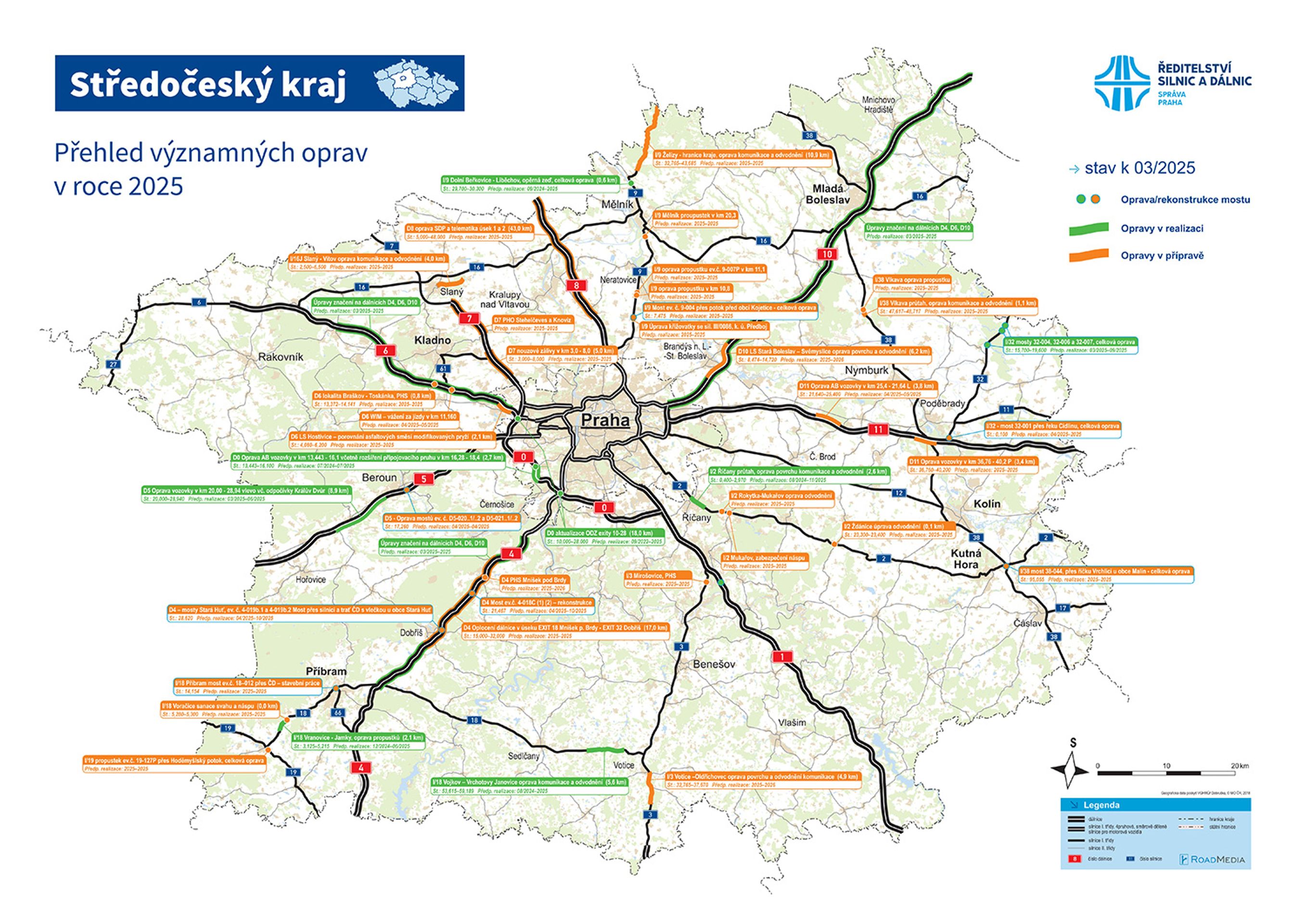 Středočeský kraj a Praha - mapa oprav - Mapy oprav a výstavby (2/26)