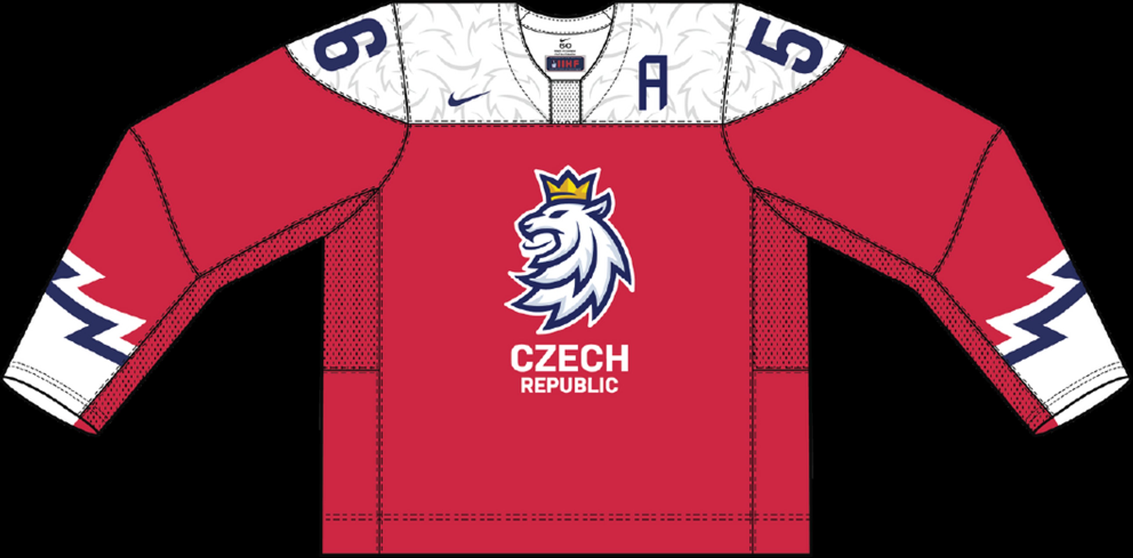 Venkovní dres České republiky - GALERIE: Dresy týmů na mistrovství světa v ledním hokeji (4/32)