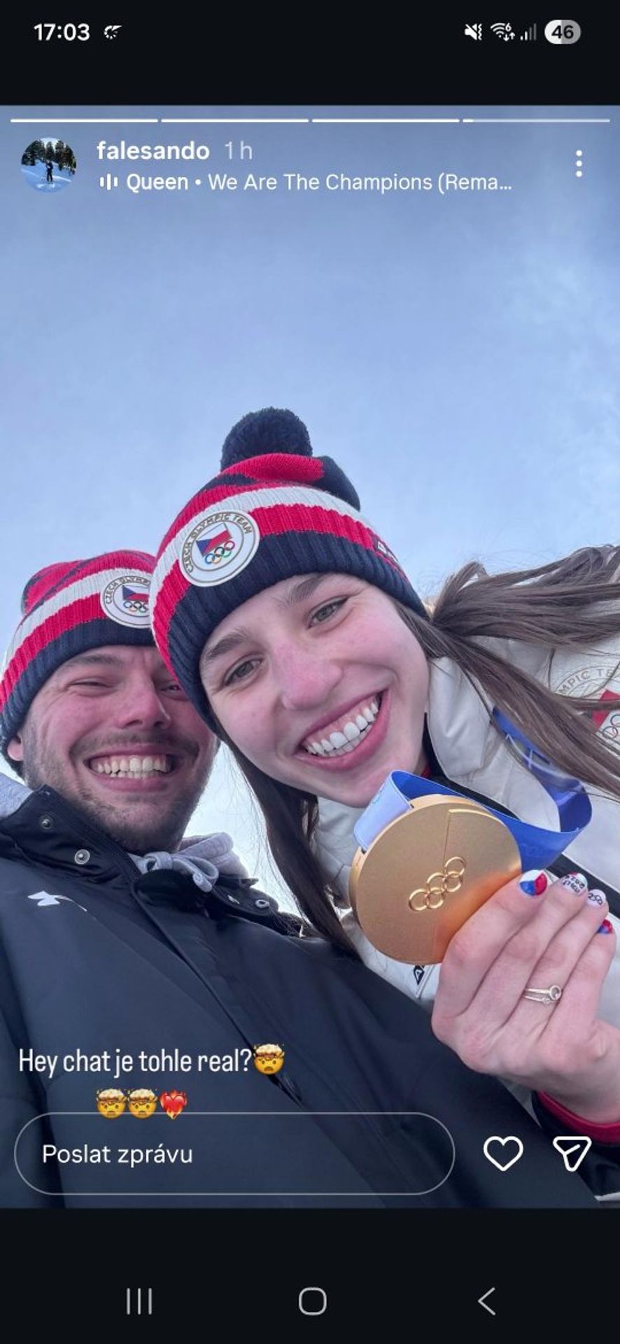 Zuzana Maděrová s přítelem Matyášem Marešem - Zuzana Maděrová získala na ZOH 2026 zlatou medaili (6/9)